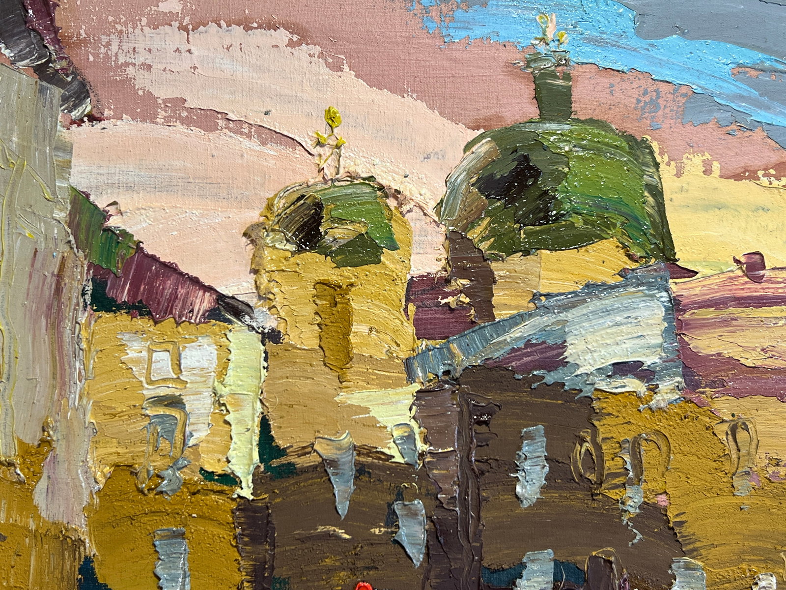 Oil painting with frame Lviv market square K. Leonid - 2