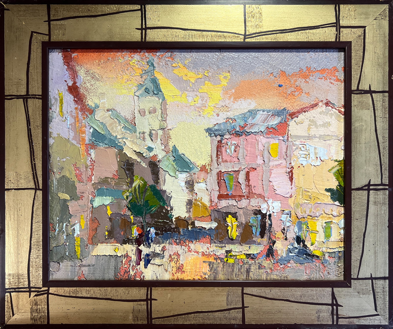 Oil painting with frame Lviv market square K. Leonid: Title: Oil painting with frame Lviv market square K. Leonid Description: 171KK Painter: K. Leonid S?ze: 24x30 cm/ 9.44x11.81 inches Components: oil, acrylic, fiberboard Original painting CONDITION: ex
