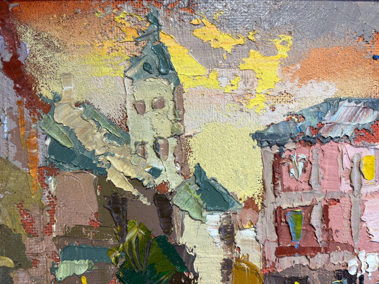 Oil painting with frame Lviv market square K. Leonid - 4