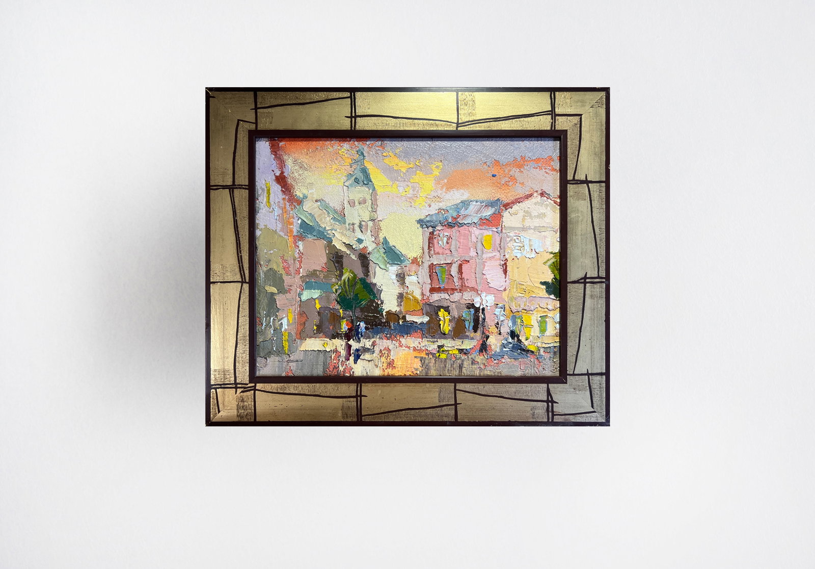 Oil painting with frame Lviv market square K. Leonid - 9