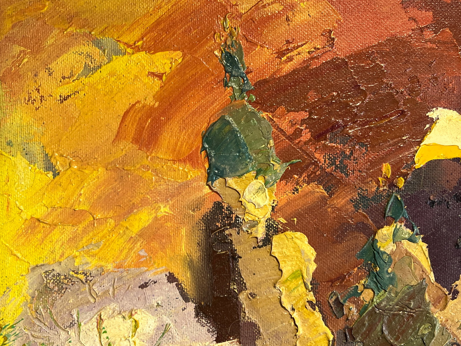 Abstract Oil painting with frame Lviv, Bernardine Monastery, Evening, Spring K. Leonid - 4