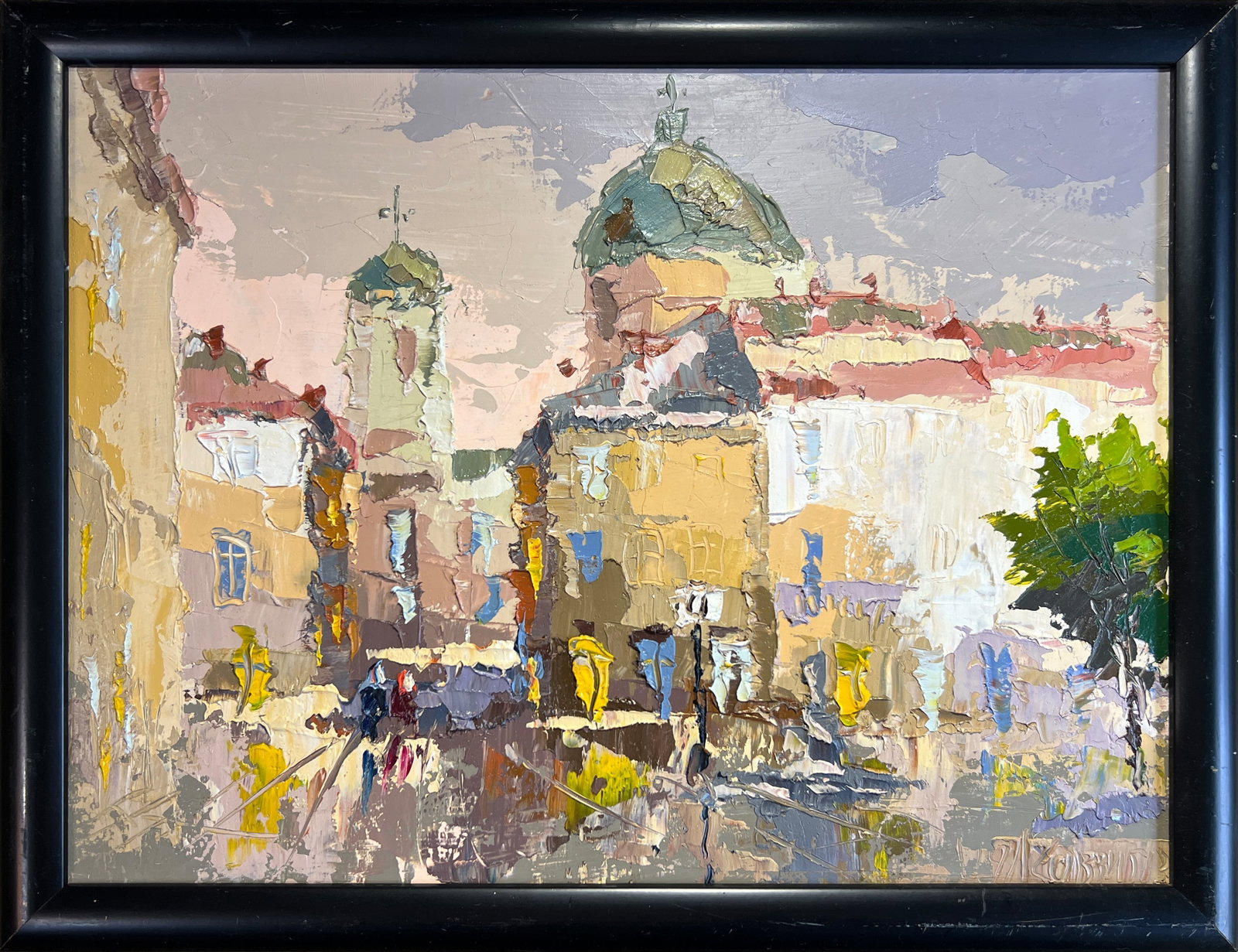 Oil painting with frame Lviv market square K. Leonid: Title: Oil painting with frame Lviv market square K. Leonid Description: 178KK Painter: K. Leonid S?ze: 30x40 cm/ 11.81x15.74 inches Components: oil, canvas, fiberboard Original painting CONDITION: ex