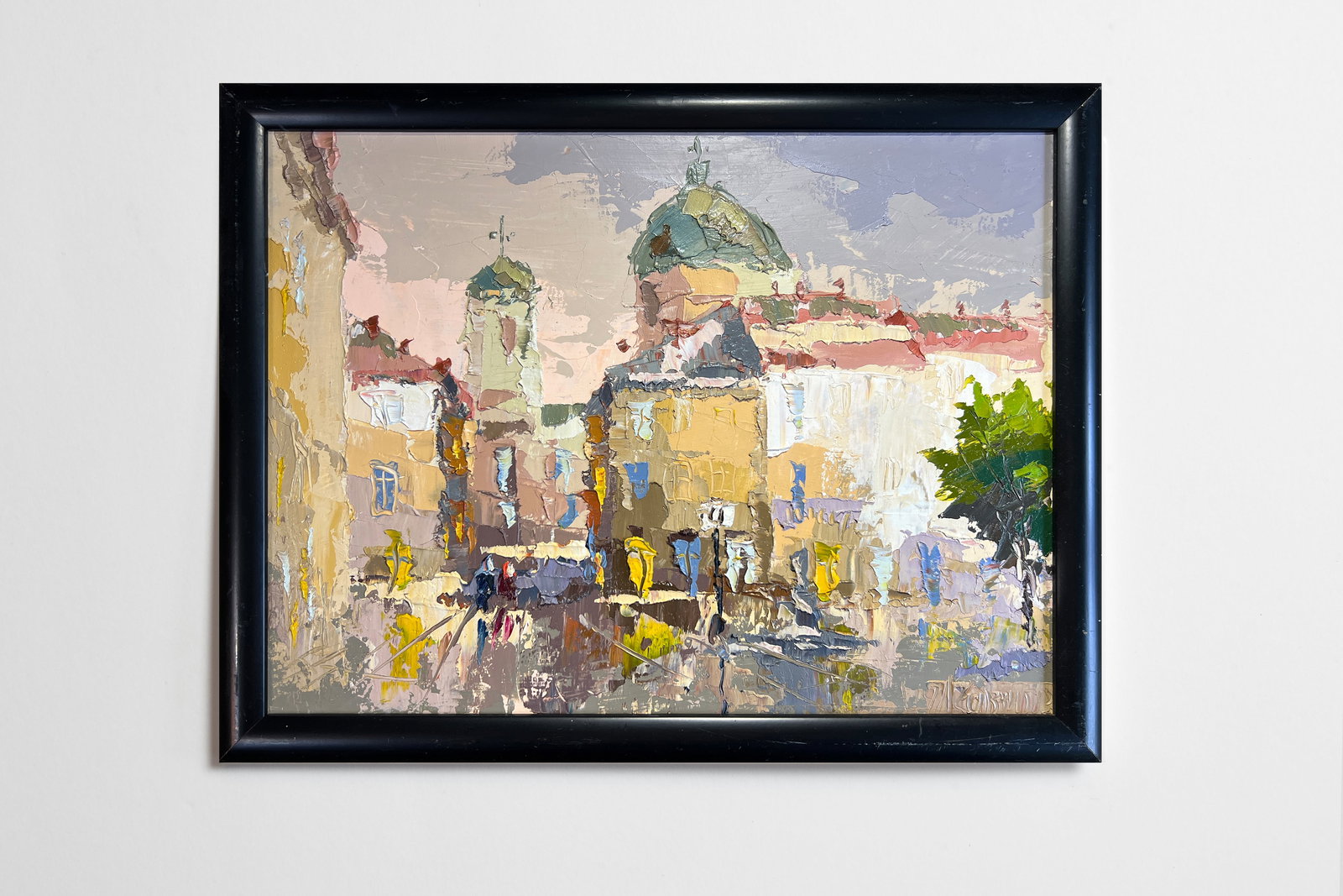 Oil painting with frame Lviv market square K. Leonid - 2