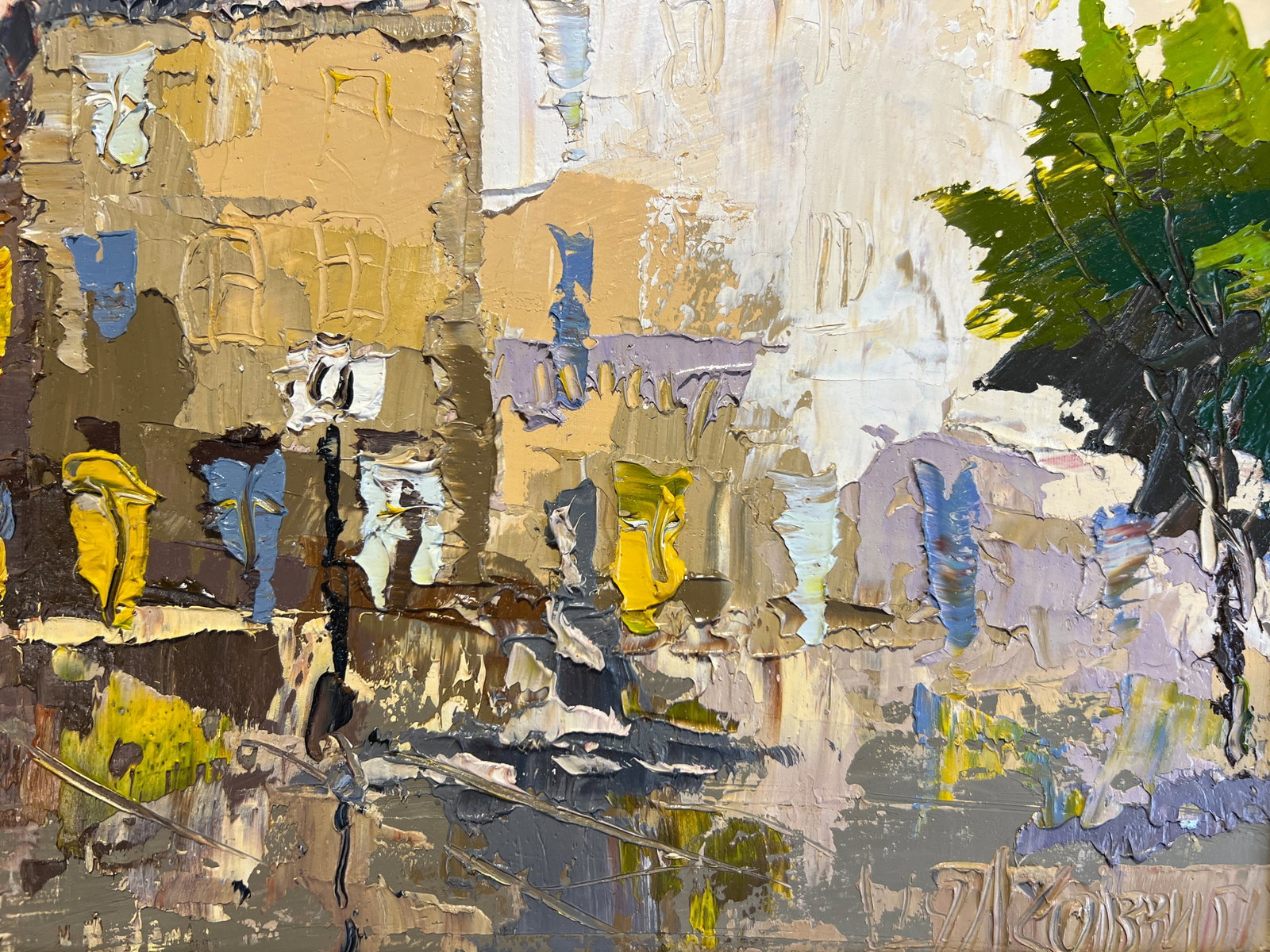 Oil painting with frame Lviv market square K. Leonid - 5