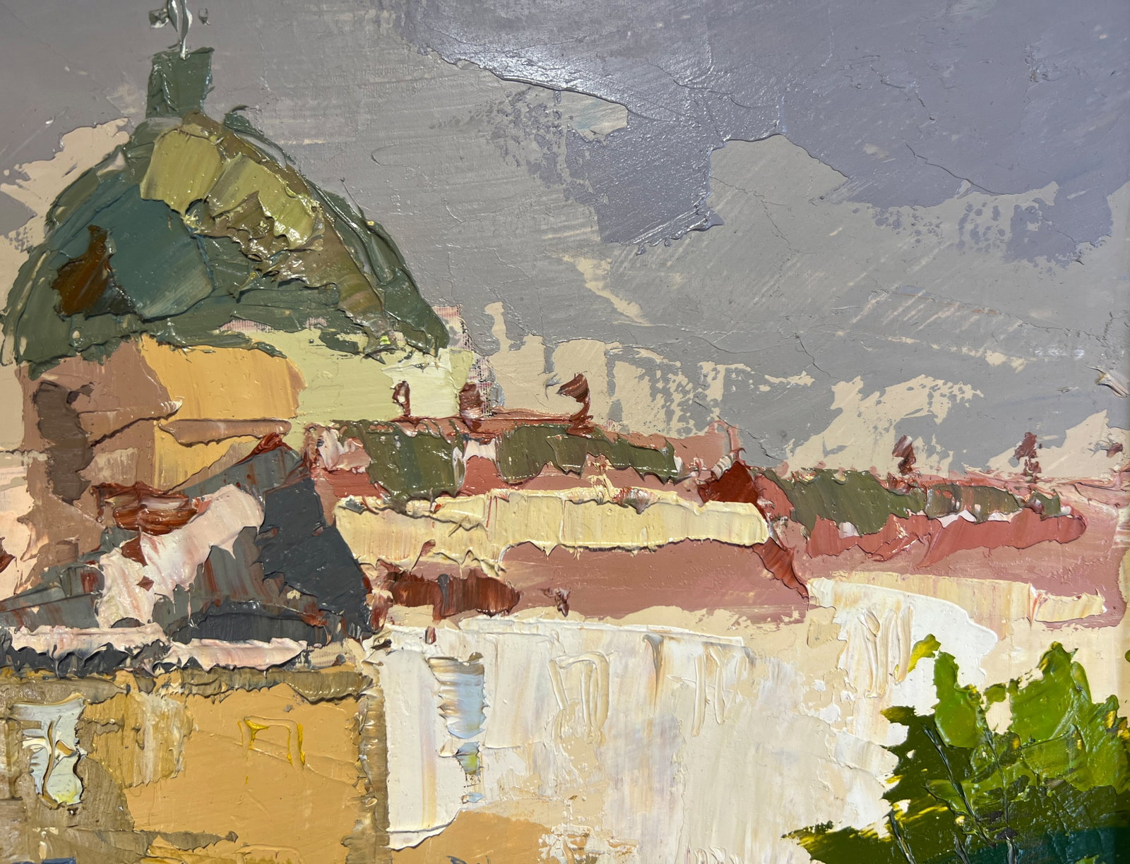 Oil painting with frame Lviv market square K. Leonid - 6