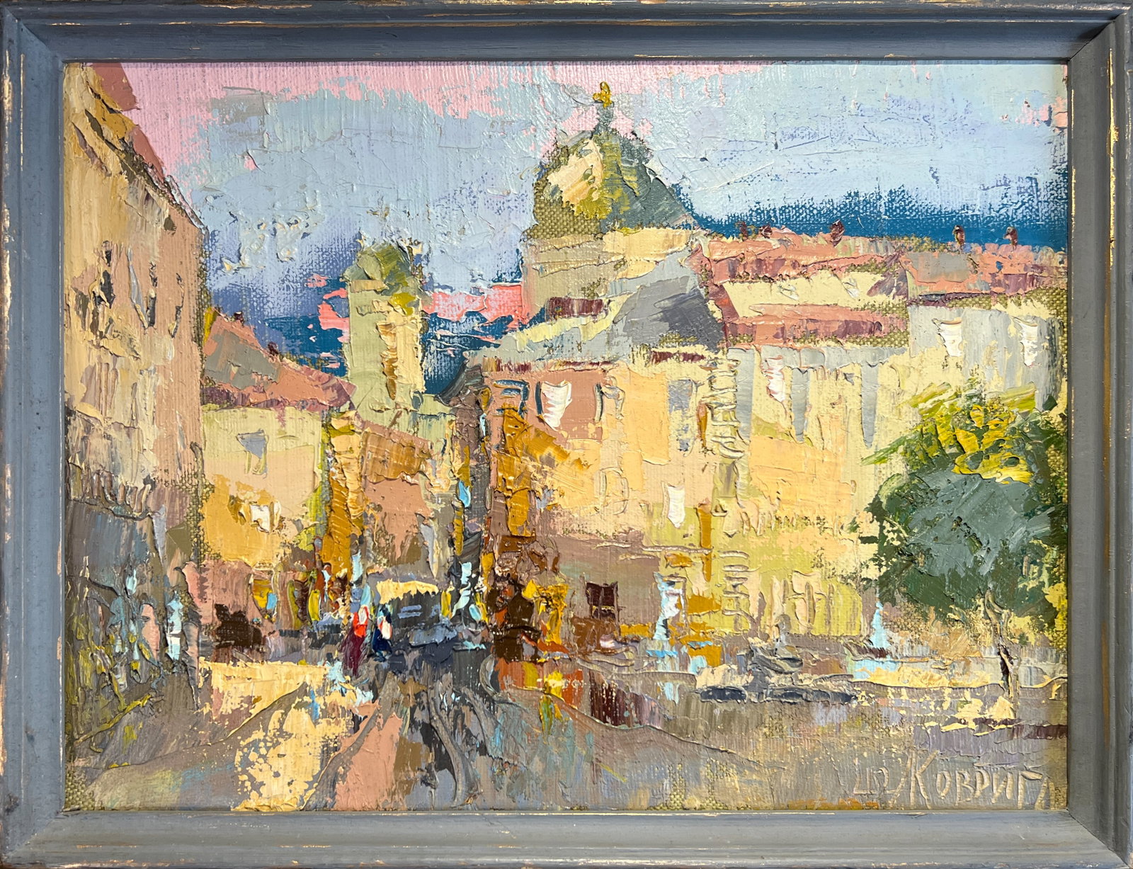 Oil painting with frame Lviv market square K. Leonid: Title: Oil painting with frame Lviv market square K. Leonid Description: 179KK Painter: K. Leonid S?ze: 30x40 cm/ 11.81x15.74 inches Components: oil, canvas Original painting CONDITION: exellent ERA:2
