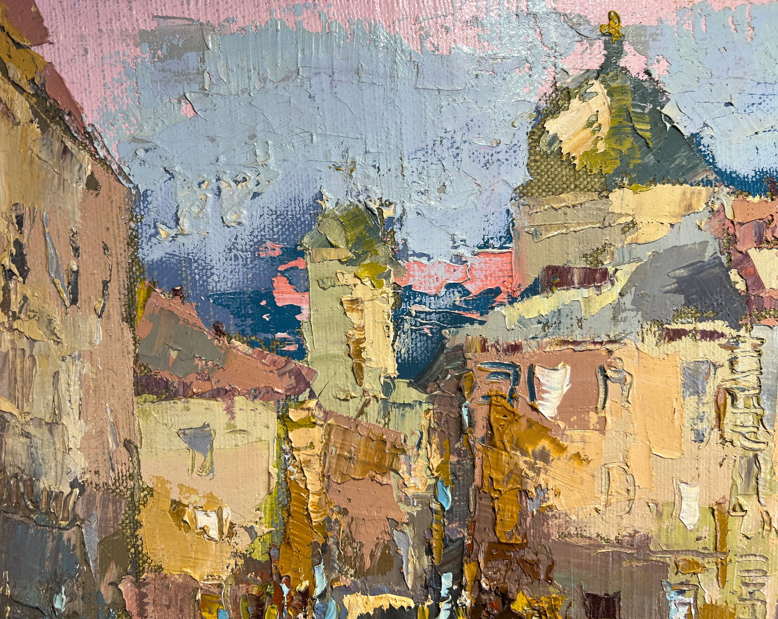Oil painting with frame Lviv market square K. Leonid - 3