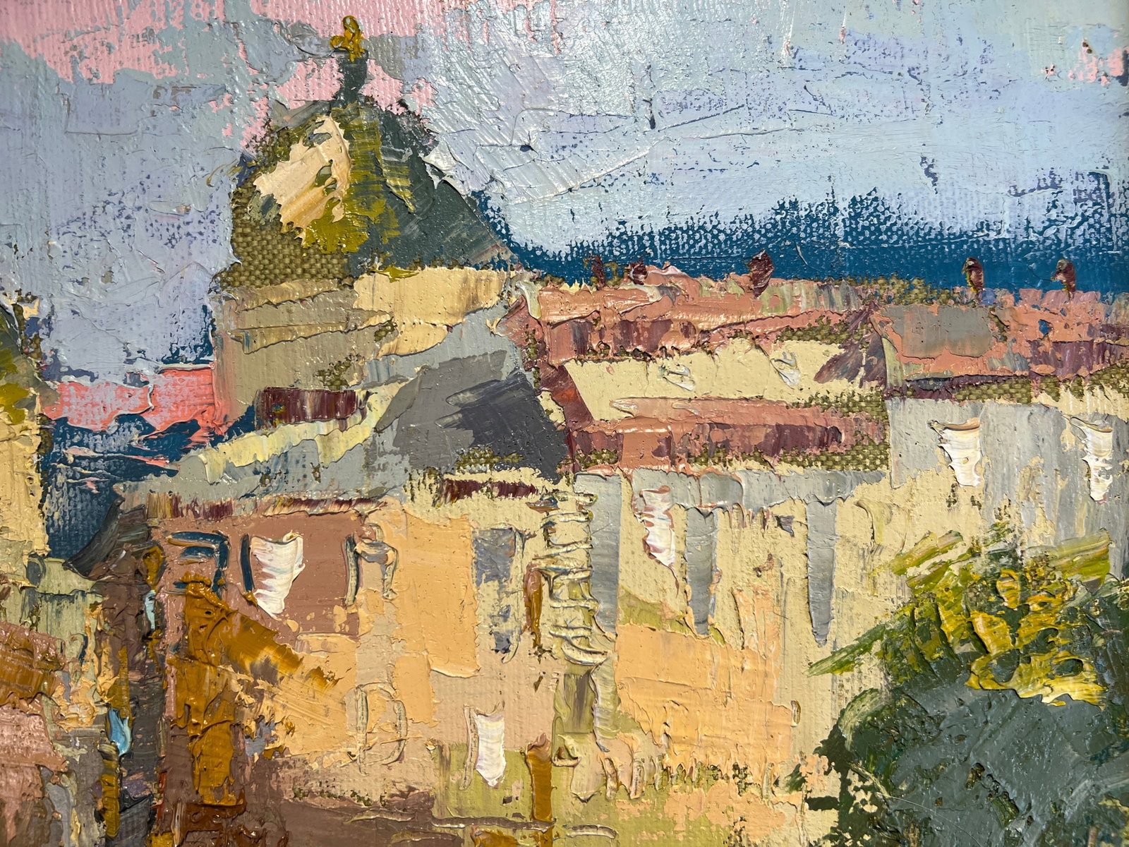 Oil painting with frame Lviv market square K. Leonid - 4