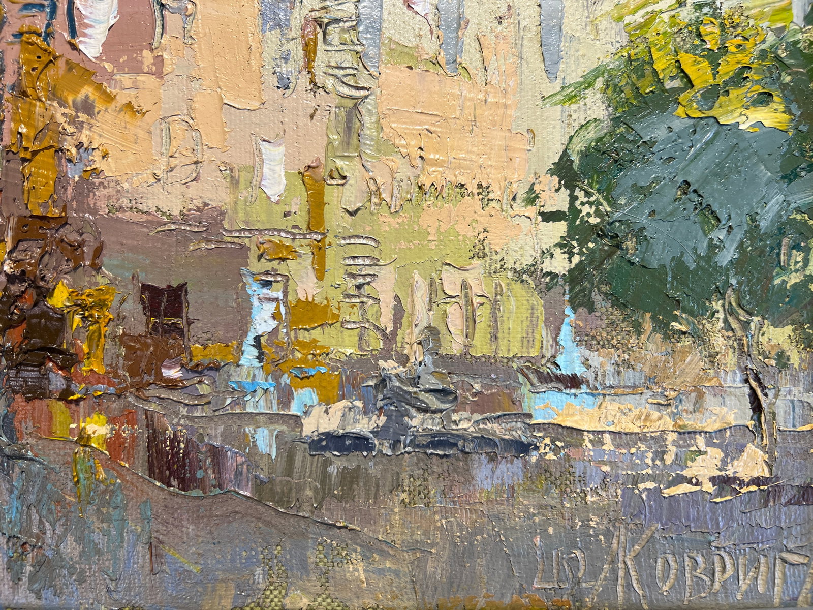Oil painting with frame Lviv market square K. Leonid - 5