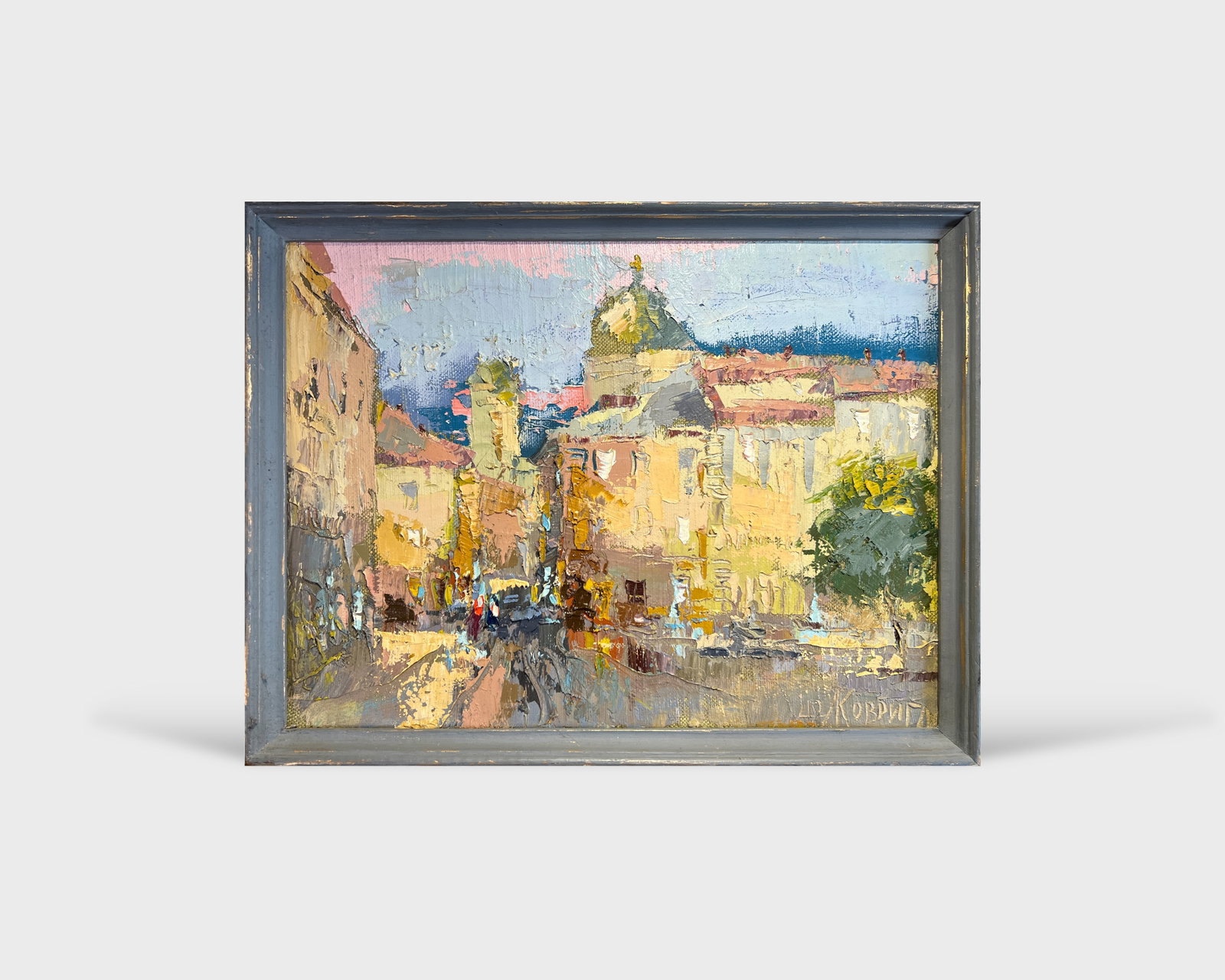 Oil painting with frame Lviv market square K. Leonid - 8