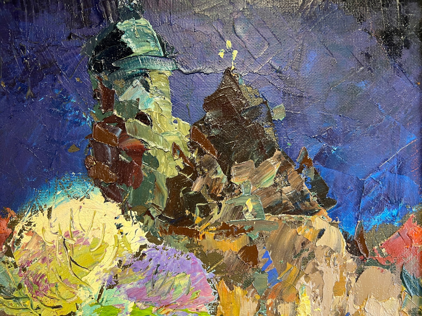 Abstract Oil painting with frame Lviv, Bernardine Monastery, Night K. Leonid - 5