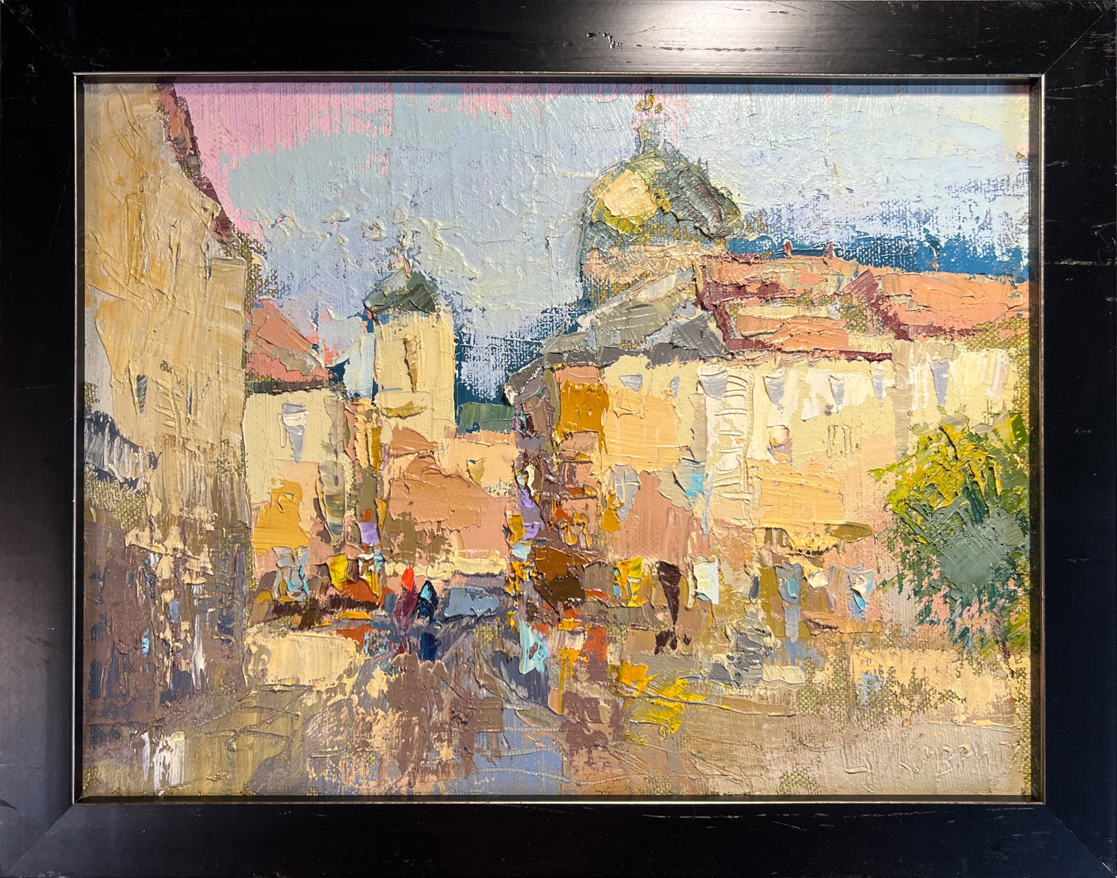 Oil painting with frame Lviv market square K. Leonid: Title: Oil painting with frame Lviv market square K. Leonid Description: 184KK Painter: K. Leonid S?ze: 30x40 cm/ 11.81x15.74 inches Components: oil, canvas Original painting CONDITION: exellent ERA:2