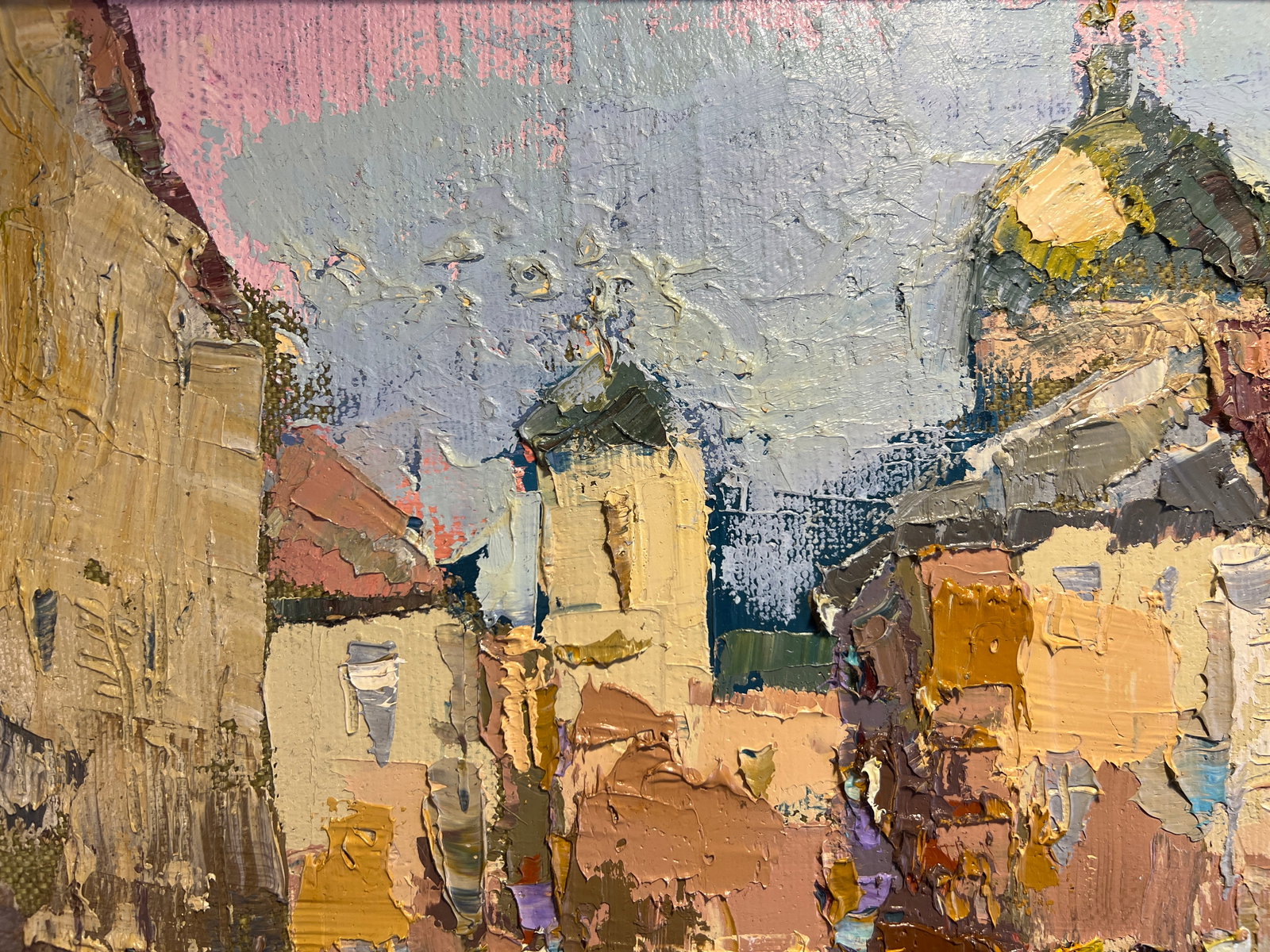 Oil painting with frame Lviv market square K. Leonid - 2