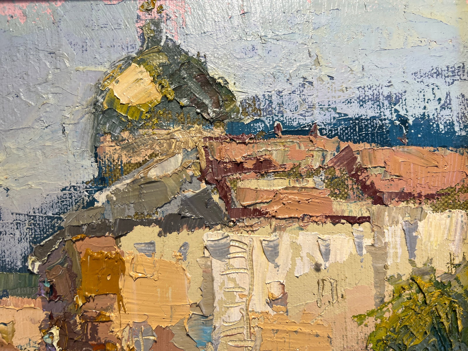 Oil painting with frame Lviv market square K. Leonid - 3