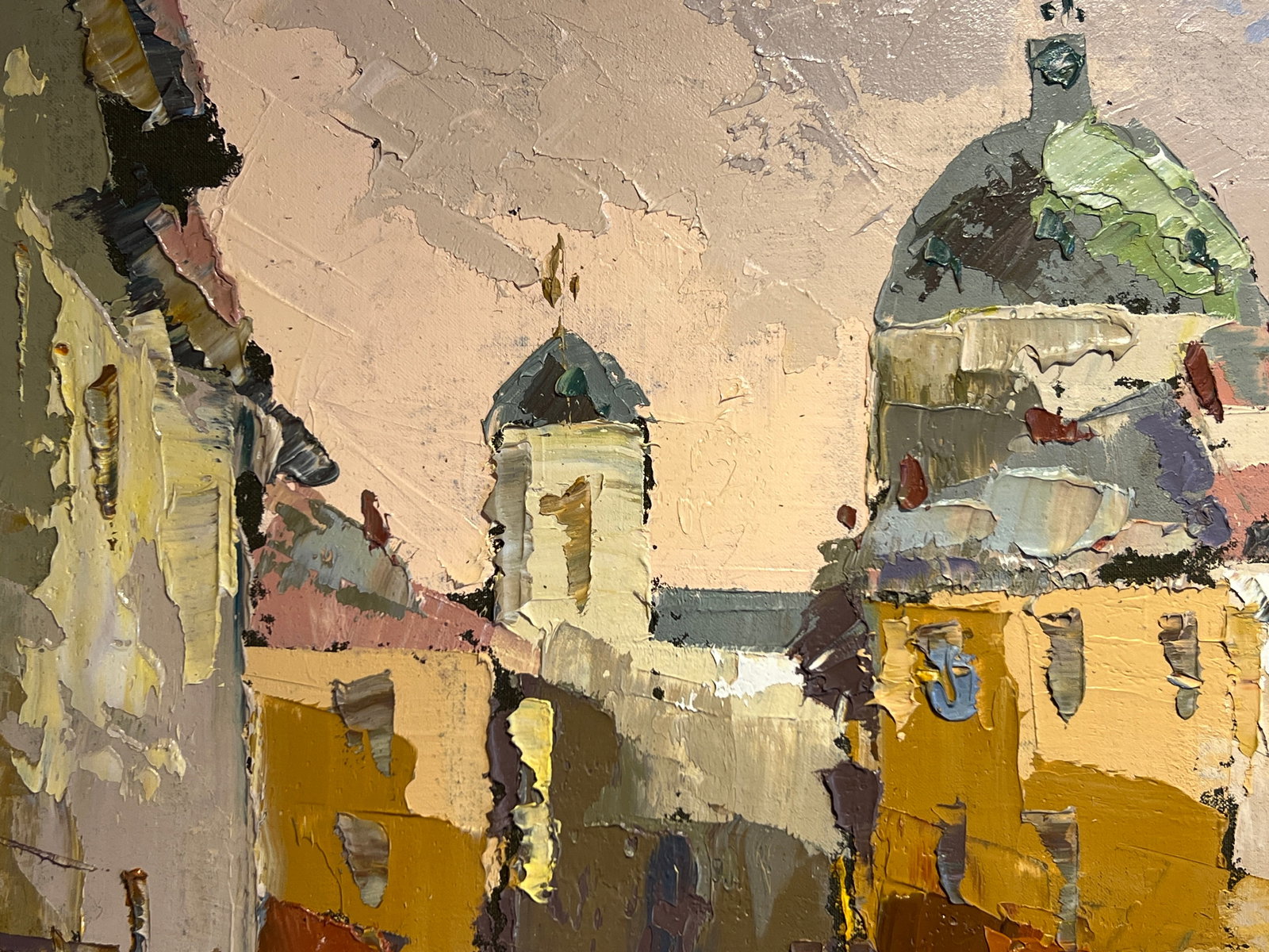 Oil painting with frame Lviv market square K. Leonid - 2