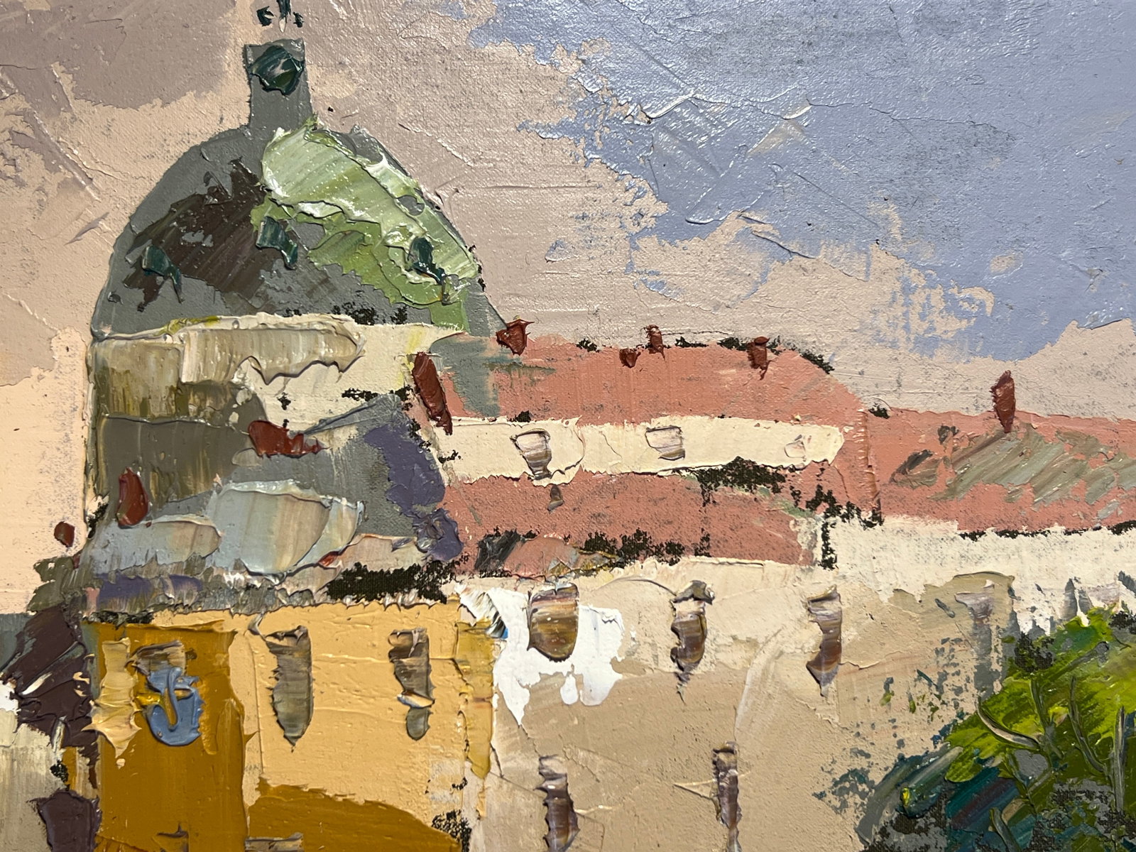 Oil painting with frame Lviv market square K. Leonid - 3