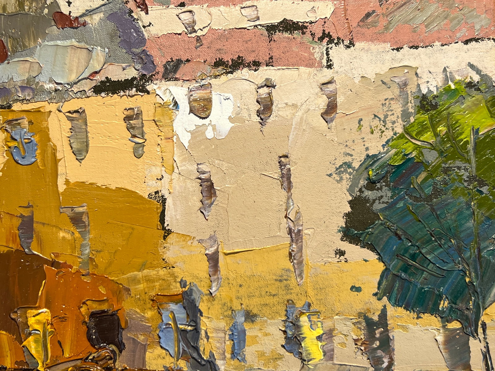 Oil painting with frame Lviv market square K. Leonid - 4