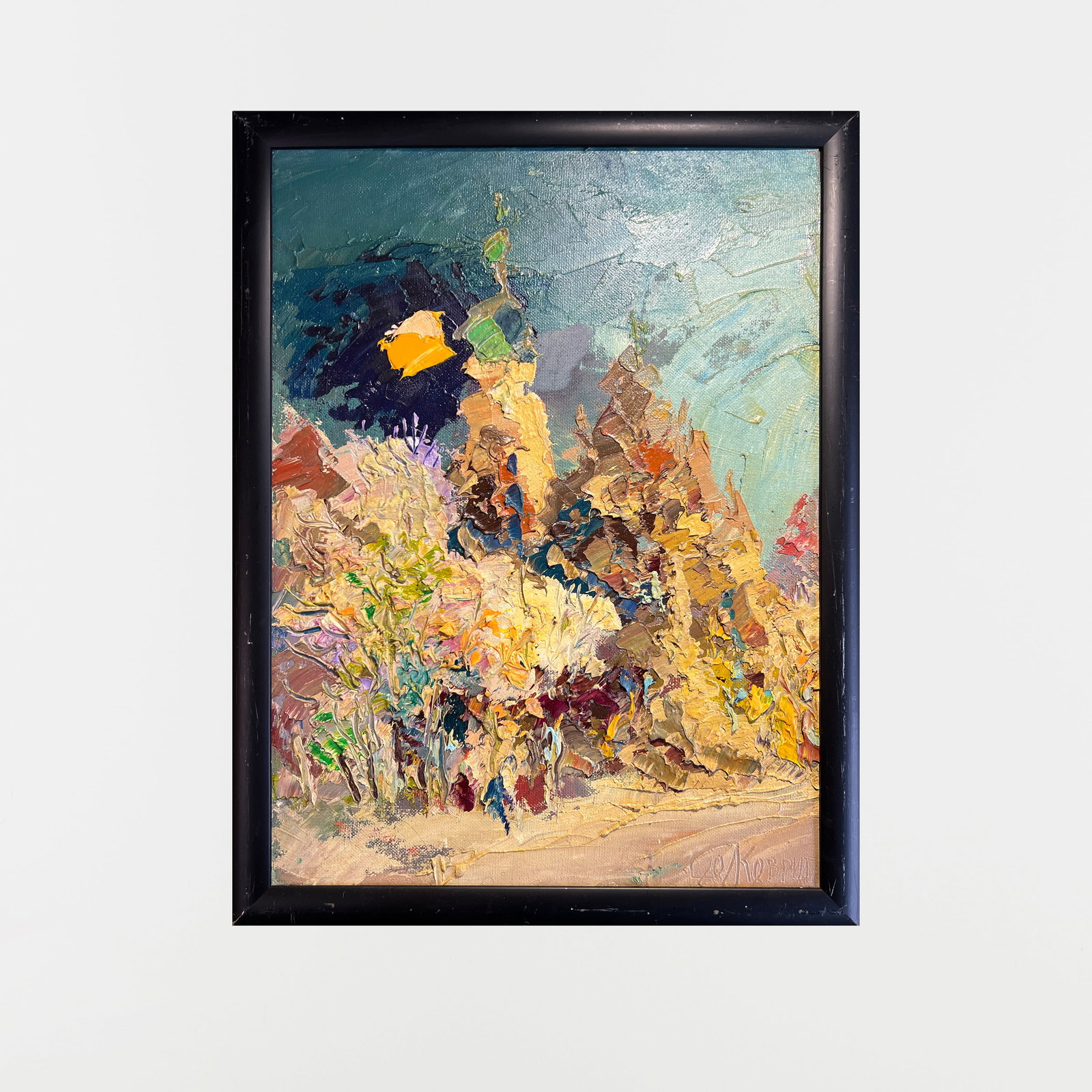 Abstract Oil painting with frame Lviv, Bernardine Monastery, Evening, Spring K. Leonid - 2