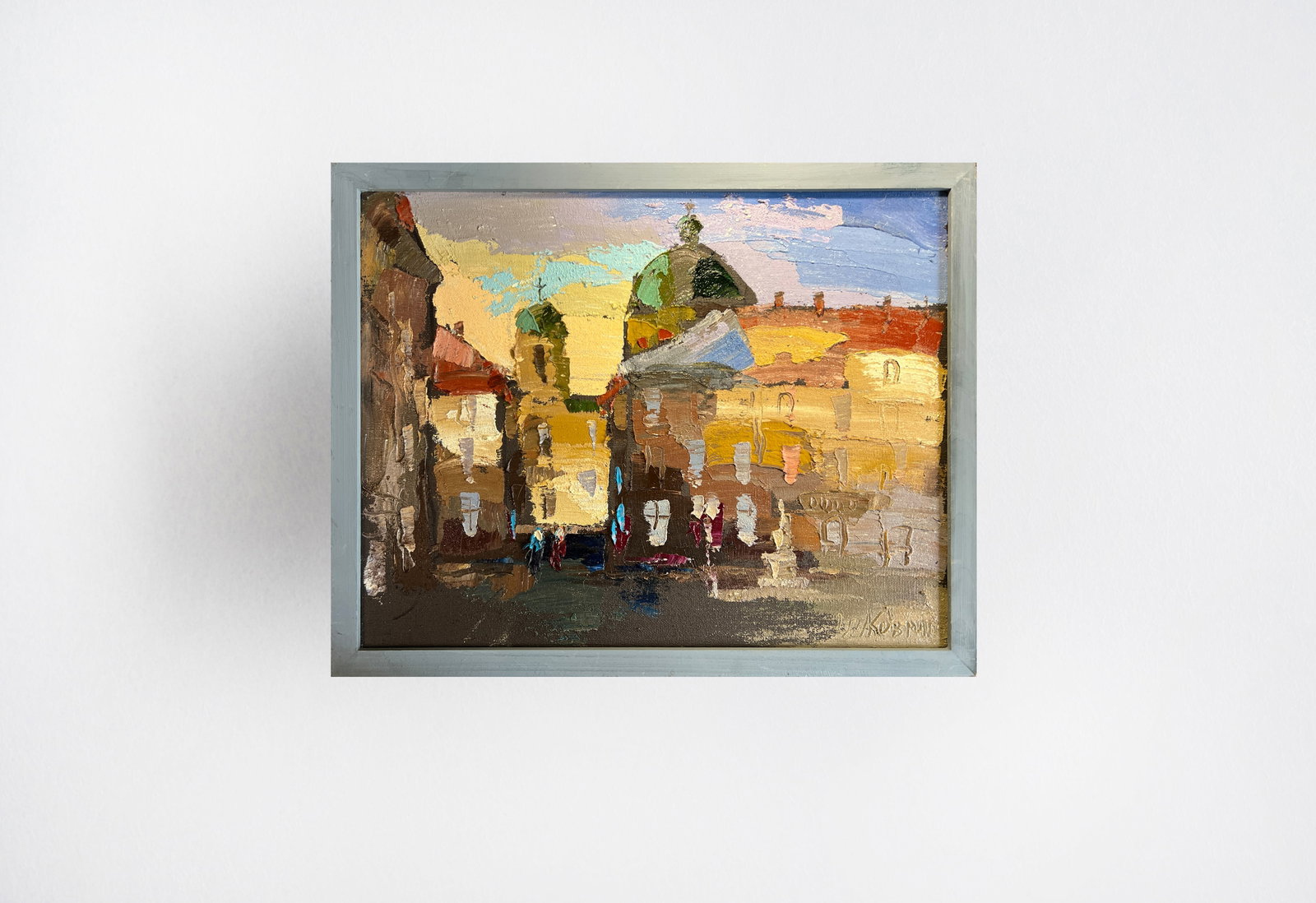 Oil painting with frame Lviv market square K. Leonid - 10