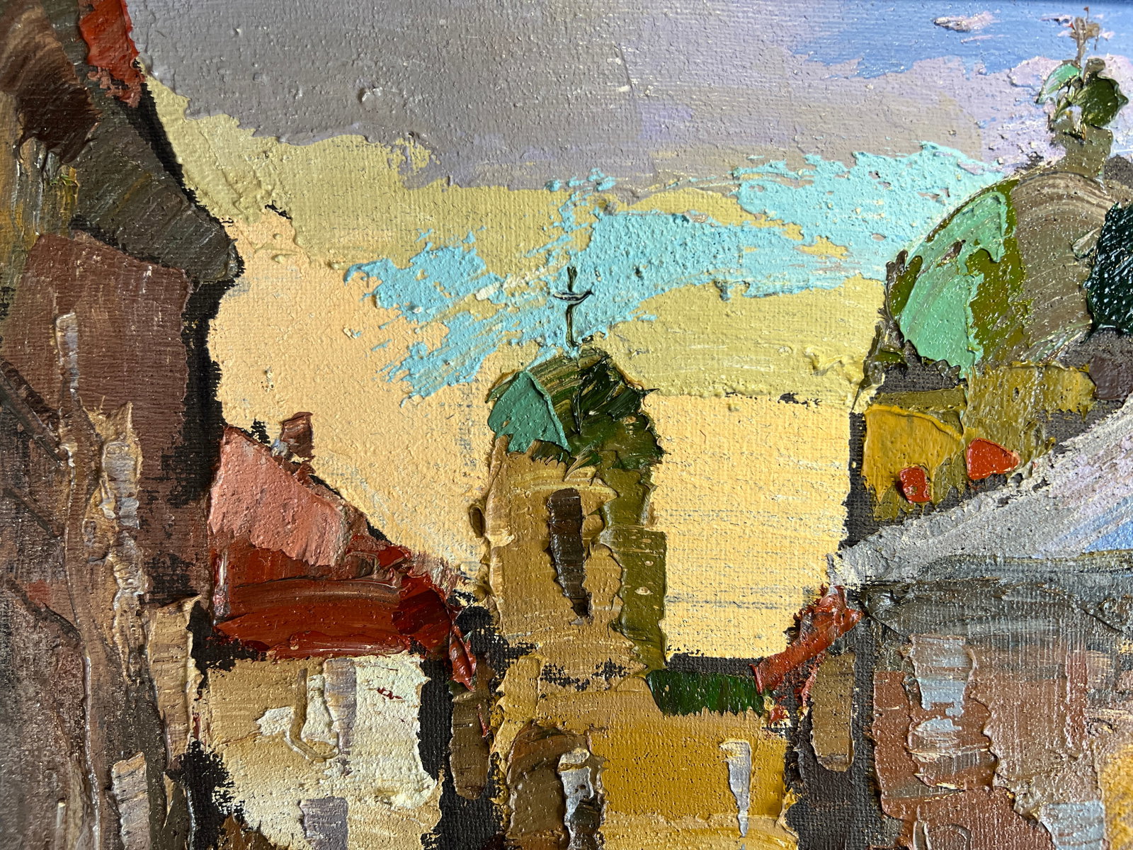 Oil painting with frame Lviv market square K. Leonid - 2