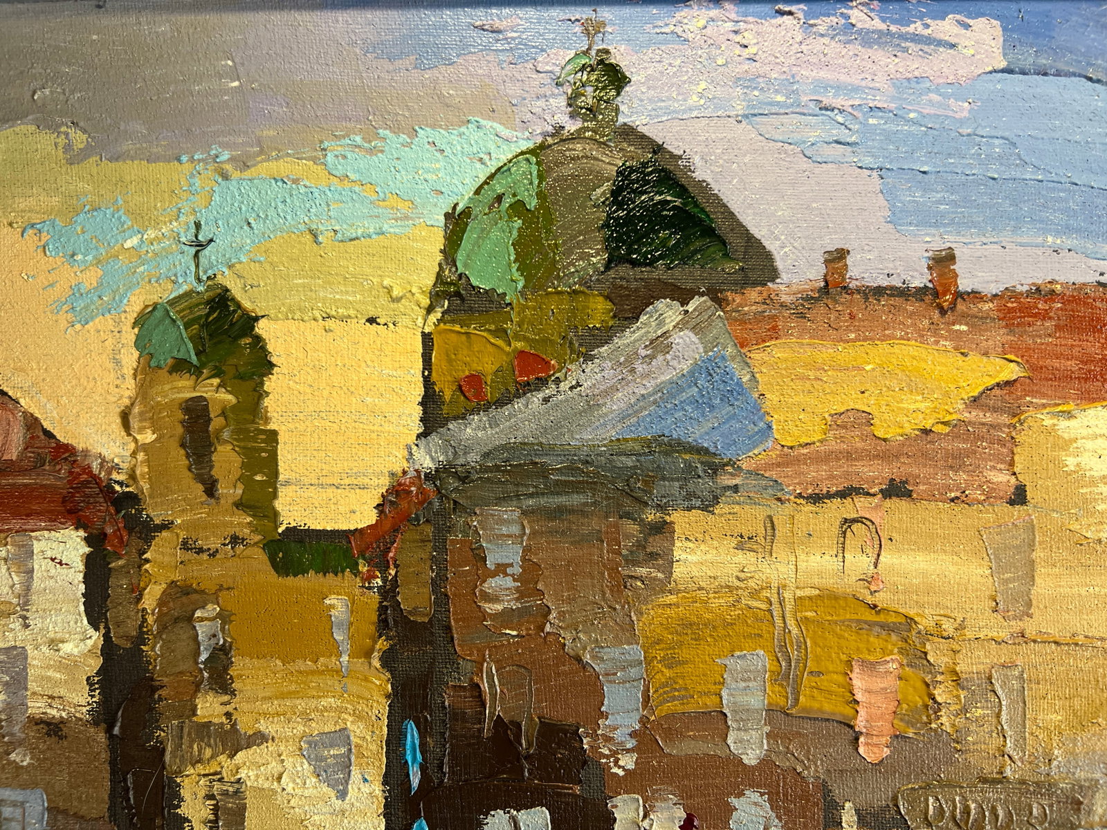 Oil painting with frame Lviv market square K. Leonid - 6
