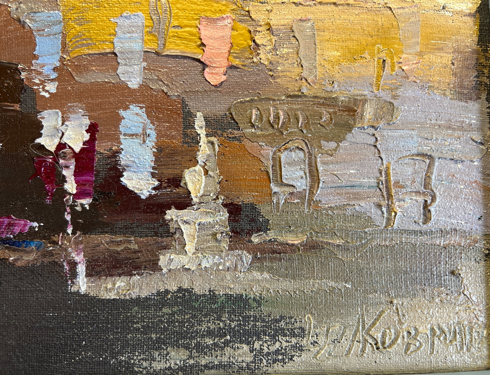Oil painting with frame Lviv market square K. Leonid - 8