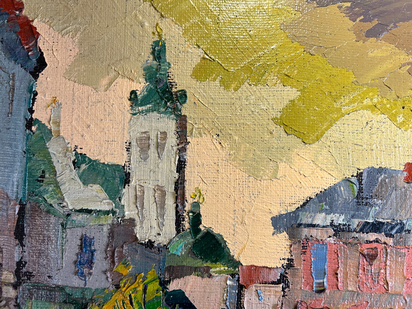 Oil painting with frame Lviv market square K. Leonid - 10