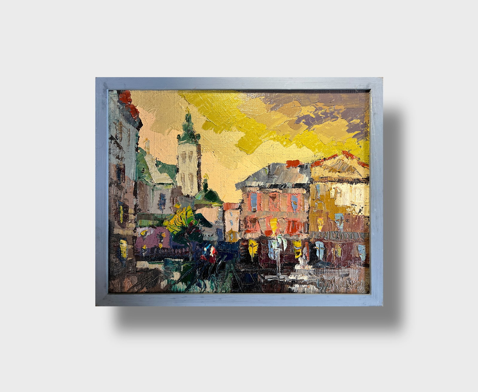 Oil painting with frame Lviv market square K. Leonid - 12