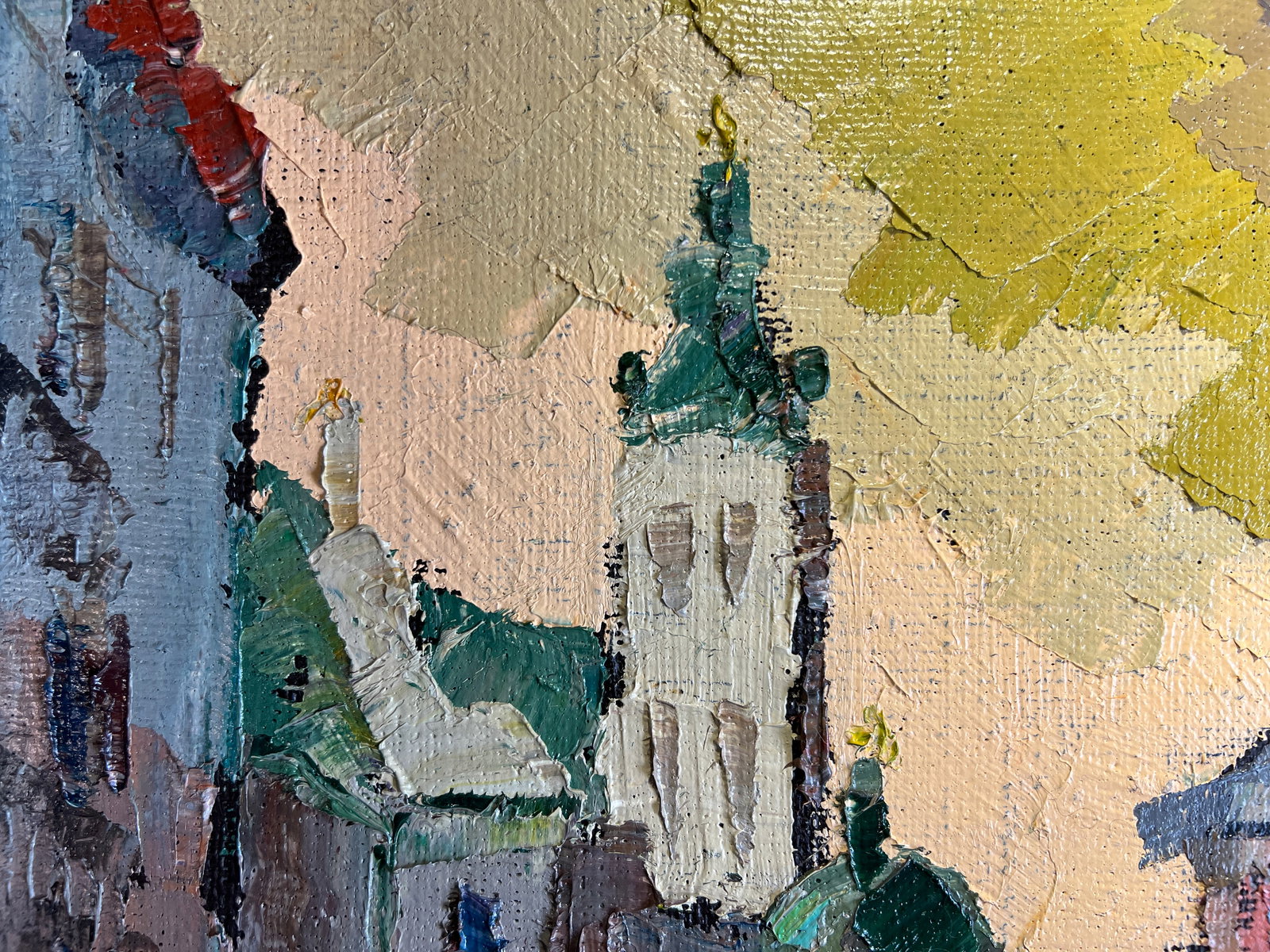 Oil painting with frame Lviv market square K. Leonid - 2