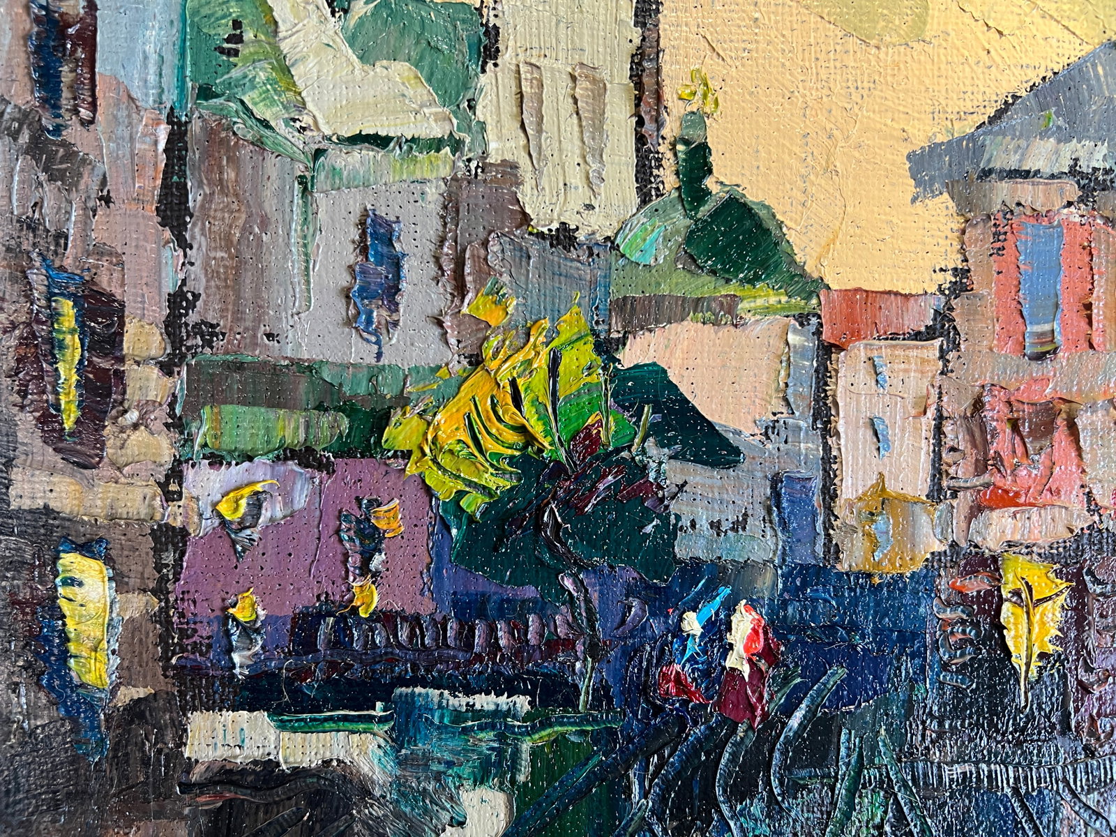 Oil painting with frame Lviv market square K. Leonid - 3