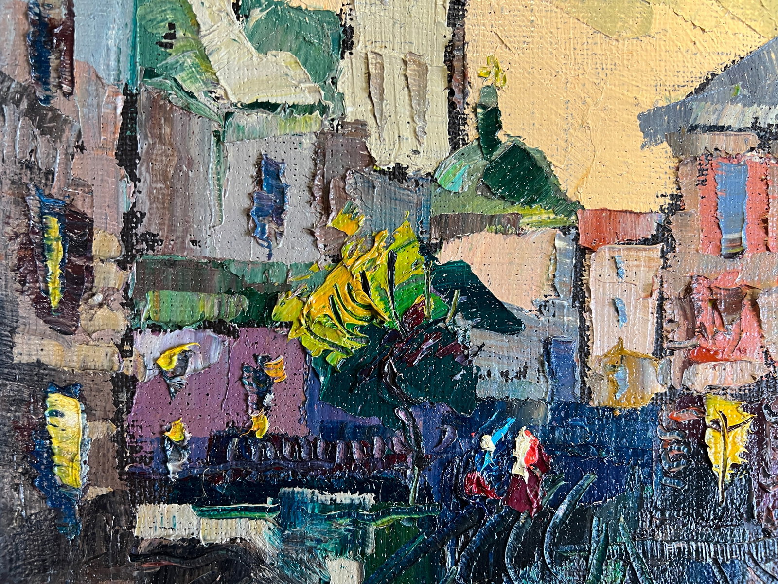 Oil painting with frame Lviv market square K. Leonid - 4