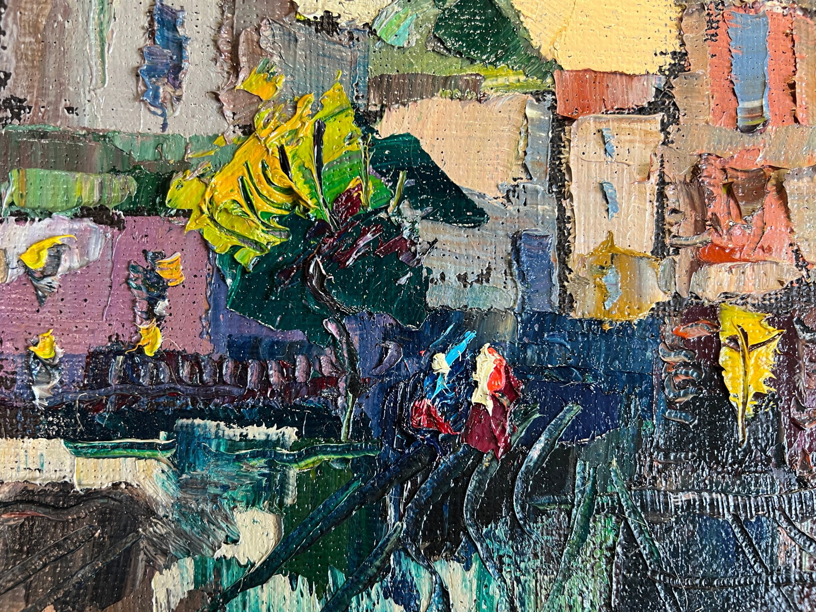 Oil painting with frame Lviv market square K. Leonid - 5
