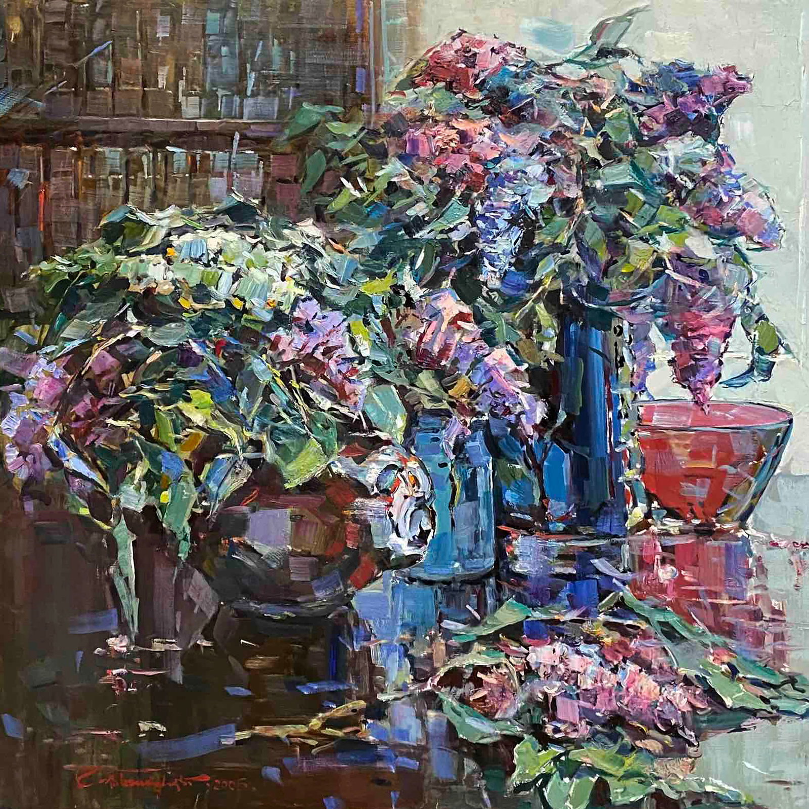 Oil painting Lilac extravaganza Viktor Brikulets: Title: Oil painting Lilac extravaganza Viktor Brikulets Description: 27POLT Painter: Viktor Brikulets Size: 80x80 cm/31.49x31.49 inches Components: oil, canvas Original painting CONDITION: excellent