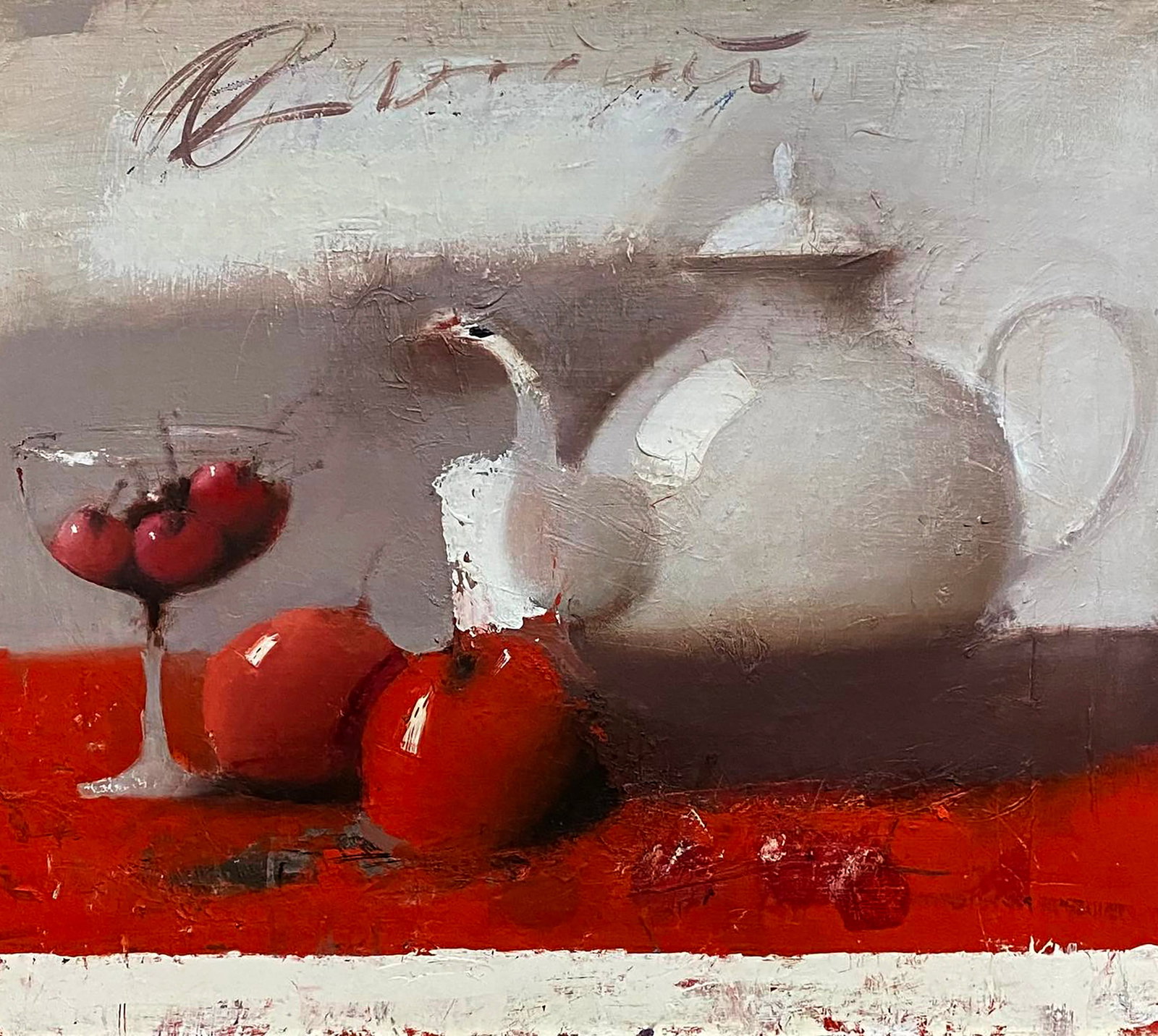 Oil painting Still life with cherries Oleg Gizhiy: Title: Oil painting Still life with cherries Oleg Gizhiy Description: 30POLT Painter: Oleg Gizhiy Size: 70x80 cm/27.55x31.49 inches Components: oil, canvas Original painting CONDITION: excellent