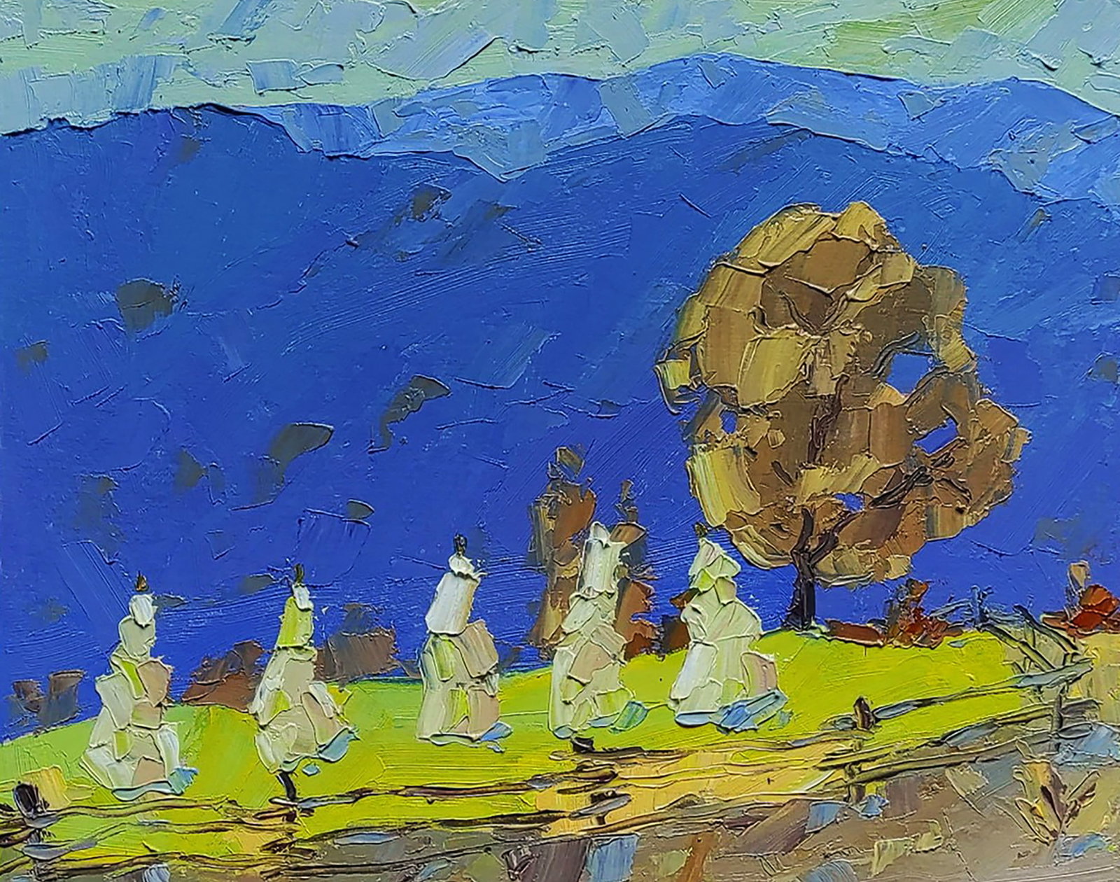 Oil painting Haymaker Yaroslav Savchyn: Title: Oil painting Haymaker Yaroslav Savchyn Description: 46SAVCH Painter: Yaroslav Savchyn Size: 32x40 cm/12.59x15.74 inches Components: oil, canvas on cardboard Original painting CONDITION: excelle