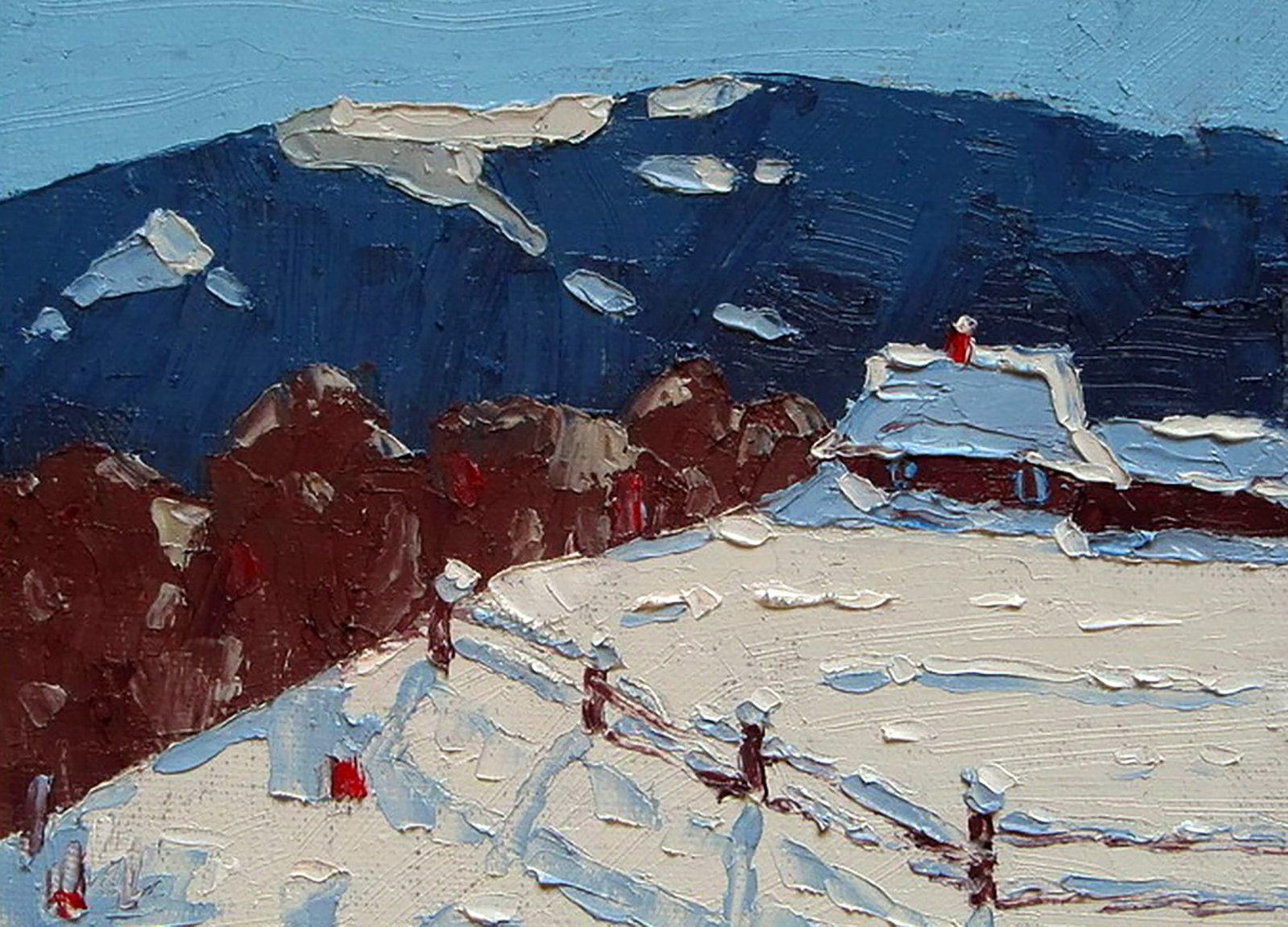Oil painting Winter in the Carpathians Yaroslav Savchyn: Title: Oil painting Winter in the Carpathians Yaroslav Savchyn Description: 66SAVCH Painter: Yaroslav Savchyn Size: 13x18 cm/5.11x7.08 inches Components: oil, canvas on cardboard Original painting CON