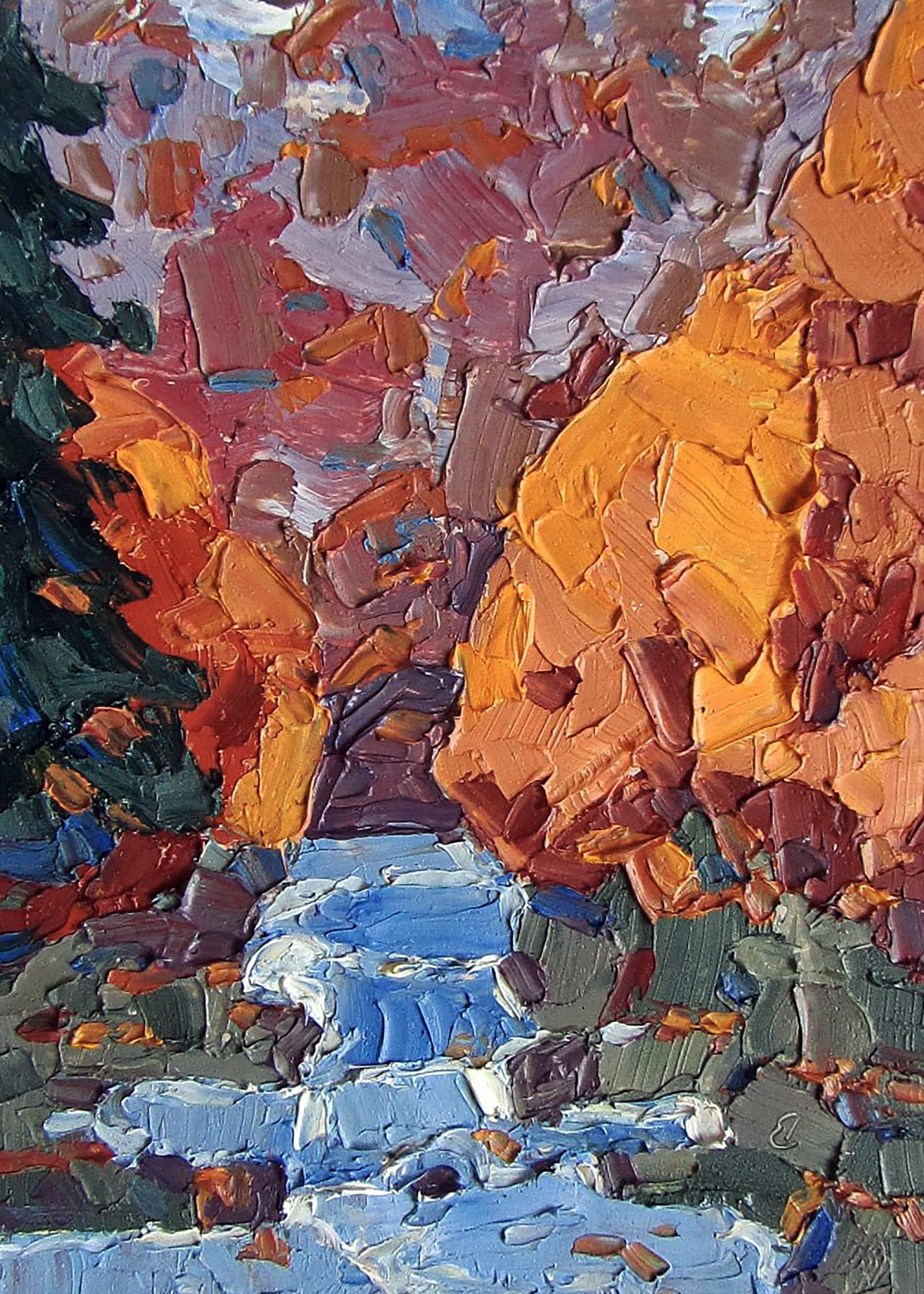 Oil painting Water flows Yaroslav Savchyn: Title: Oil painting Water flows Yaroslav Savchyn Description: 76SAVCH Painter: Yaroslav Savchyn Size: 15x11 cm/5.90x4.33 inches Components: oil, canvas on cardboard Original painting CONDITION:
