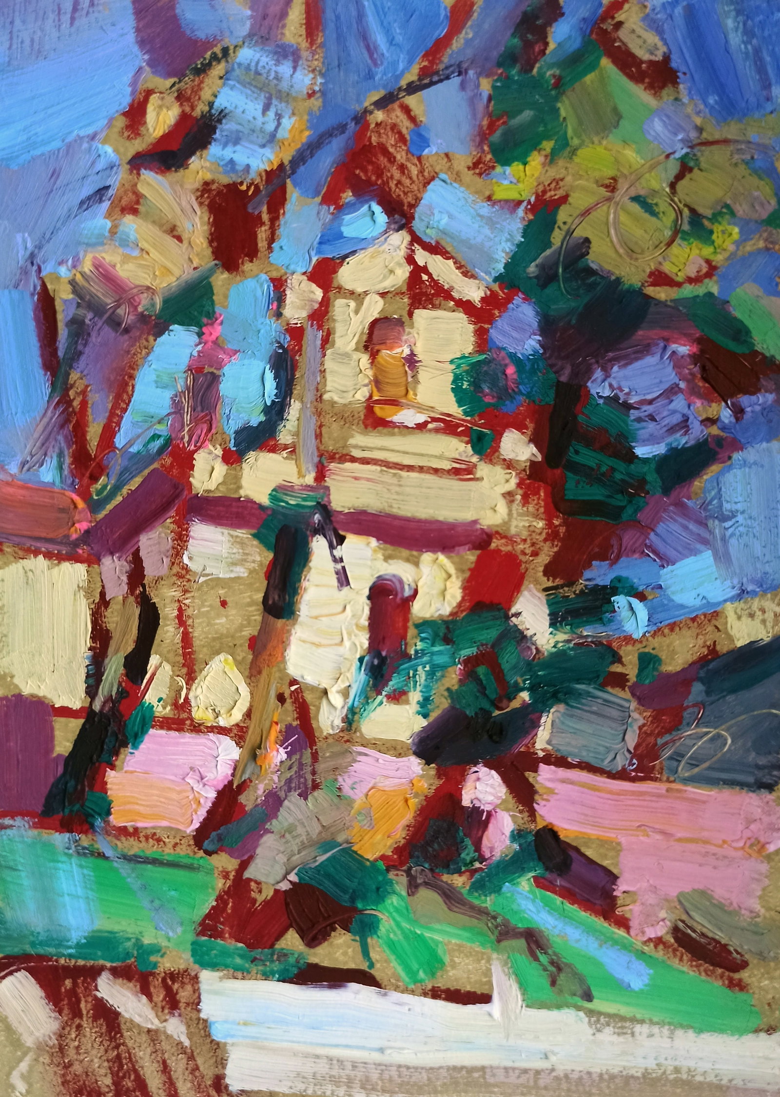 Oil painting City Hall Viktor Khadzhinov: Title: Oil painting City Hall Viktor Khadzhinov Description: 1KHADZ Painter: Viktor Khadzhinov Size: 12x16 cm/4.72x6.29 inches Components: oil, cardboard Original painting CONDITION: excellent ARTIST: