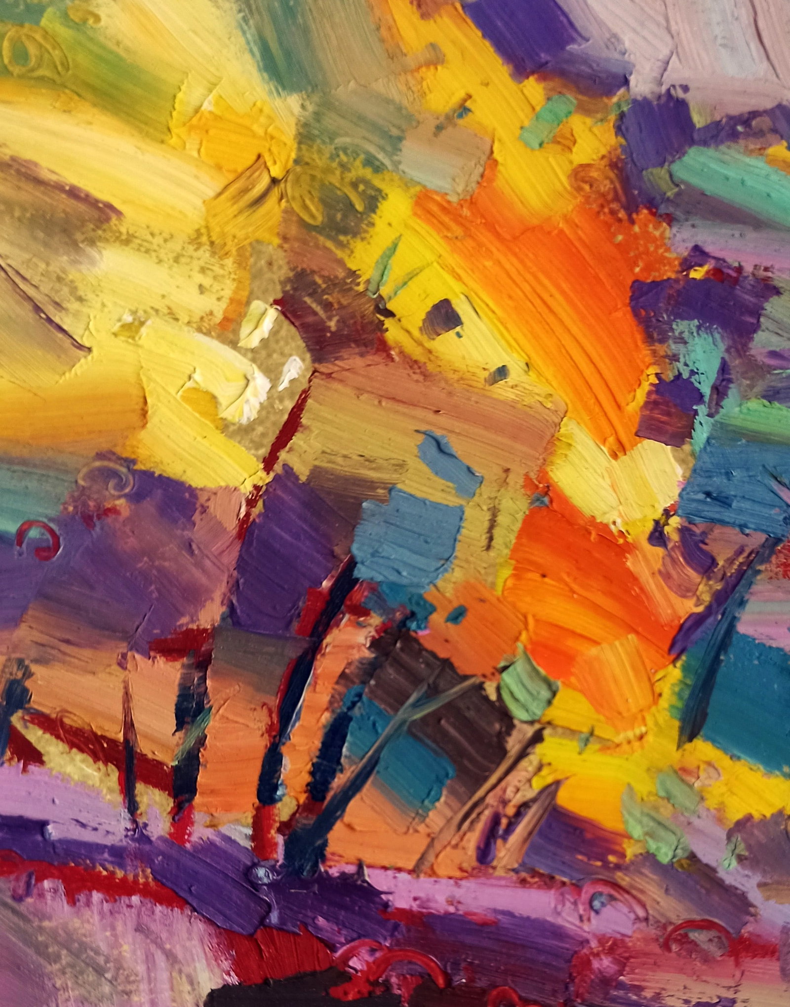 Oil painting Yellow-orange leaves Viktor Khadzhinov - 2