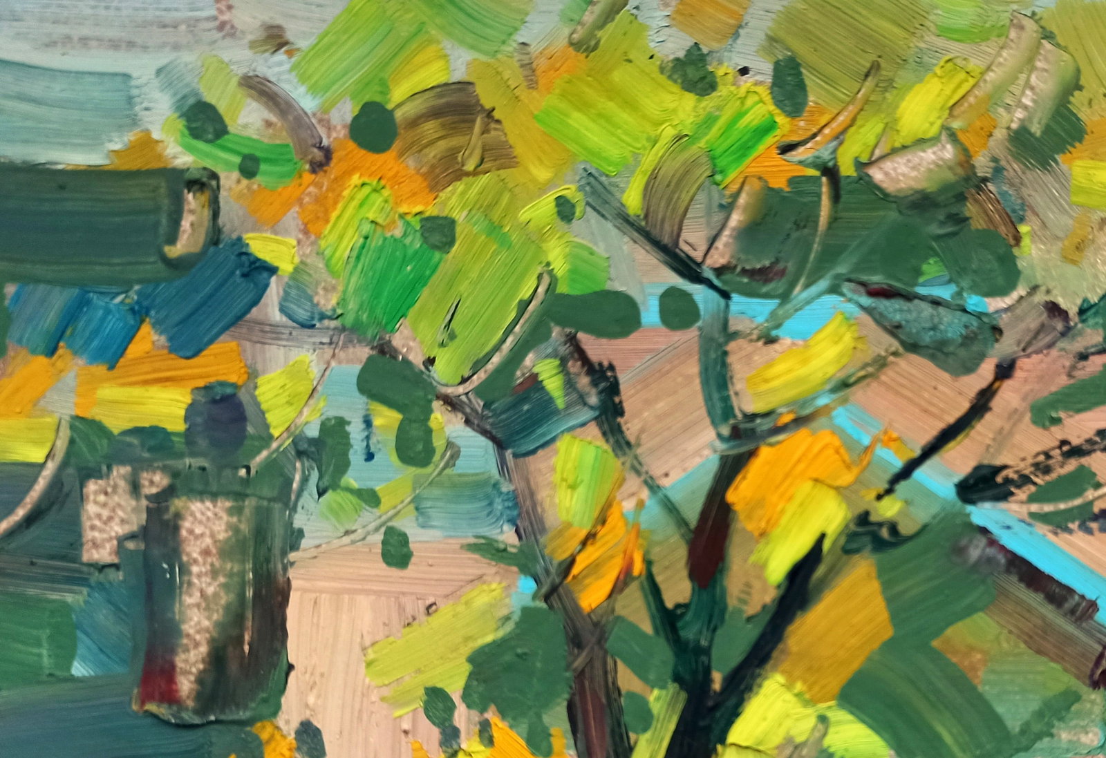 Oil painting View of the autumn village Viktor Khadzhinov - 2