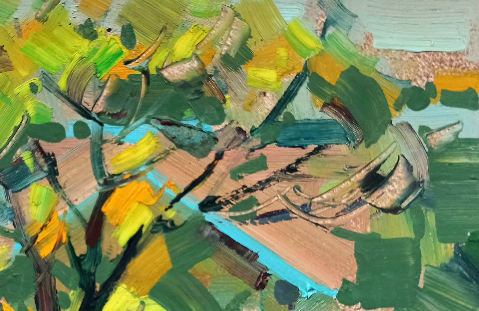 Oil painting View of the autumn village Viktor Khadzhinov - 3