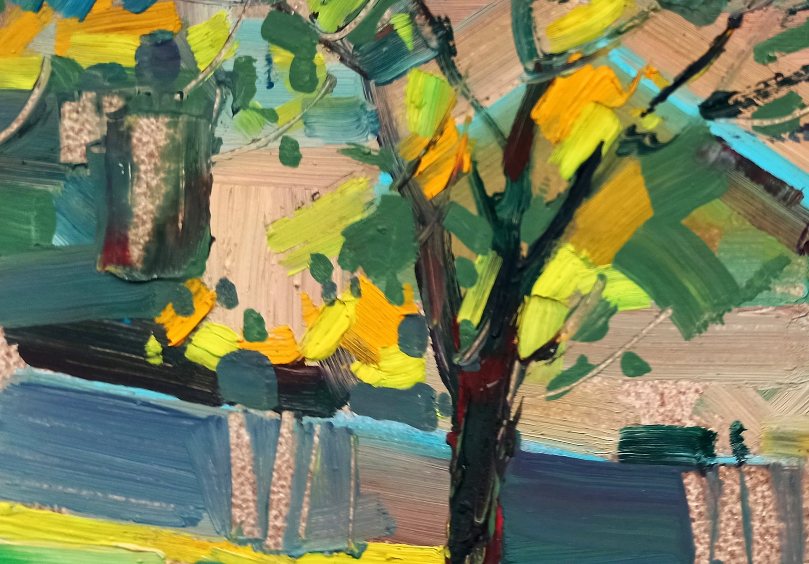 Oil painting View of the autumn village Viktor Khadzhinov - 4