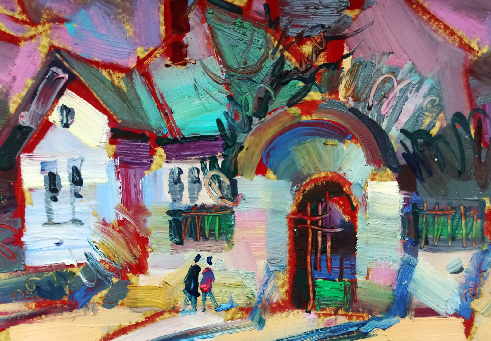 Oil painting Historical Museum Viktor Khadzhinov: Title: Oil painting Historical Museum Viktor Khadzhinov Description: 27KHADZ Painter: Viktor Khadzhinov Size: 16x12 cm/6.29x4.72 inches Components: oil, cardboard Original painting CONDITION: excellen