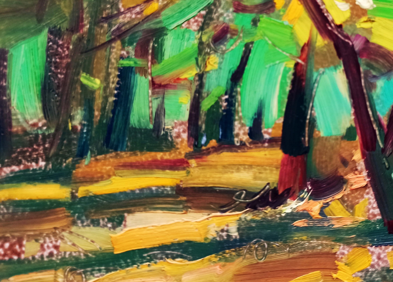 Oil painting Fallen golden leaves Viktor Khadzhinov - 4