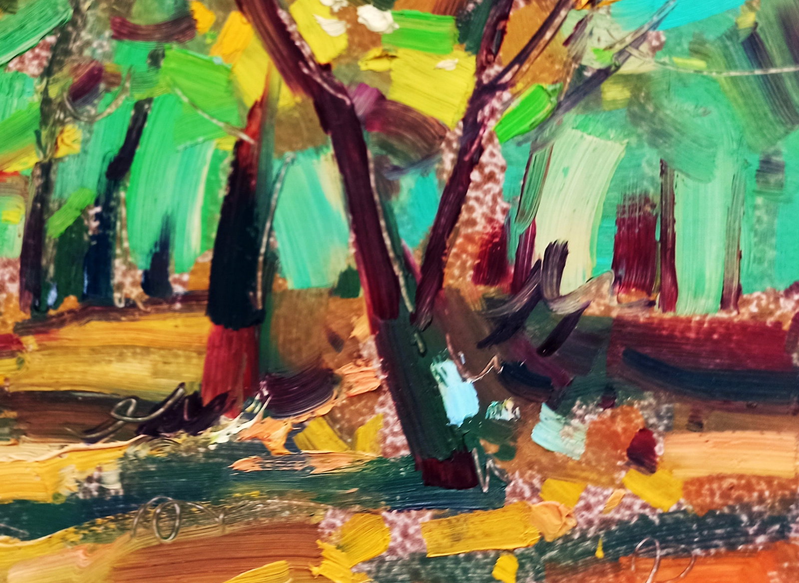 Oil painting Fallen golden leaves Viktor Khadzhinov - 5
