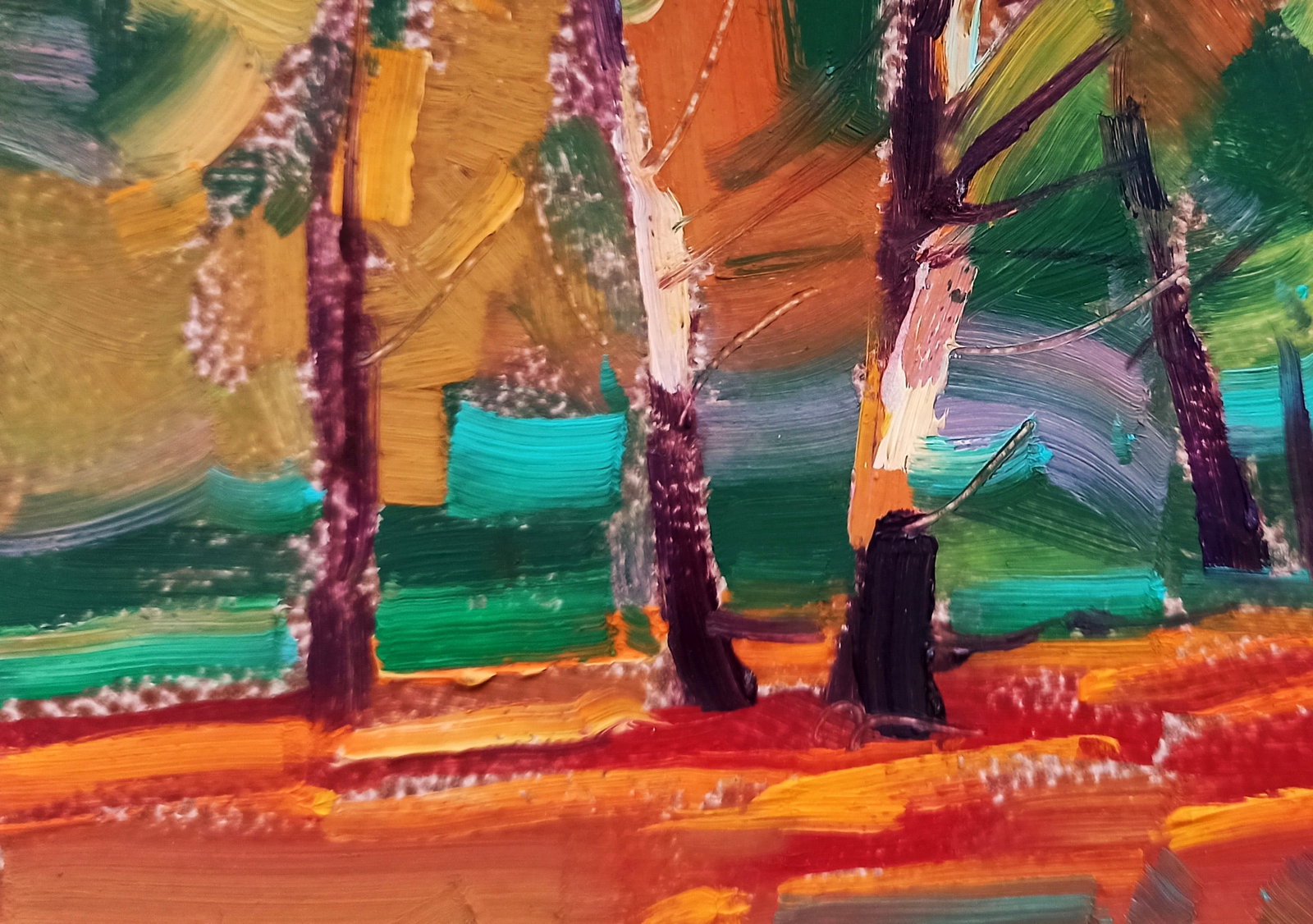 Oil painting Orange autumn path Viktor Khadzhinov - 4