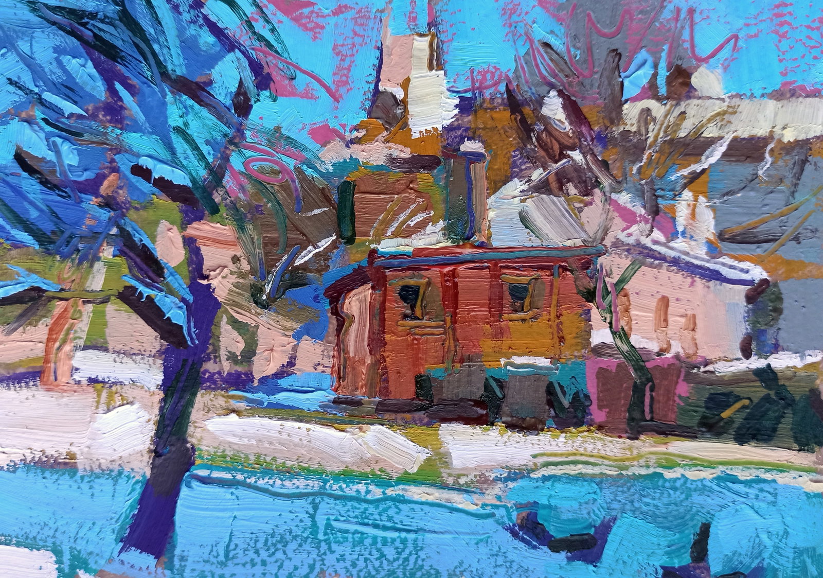 Oil painting Freezing day Viktor Khadzhinov (1 of 5)