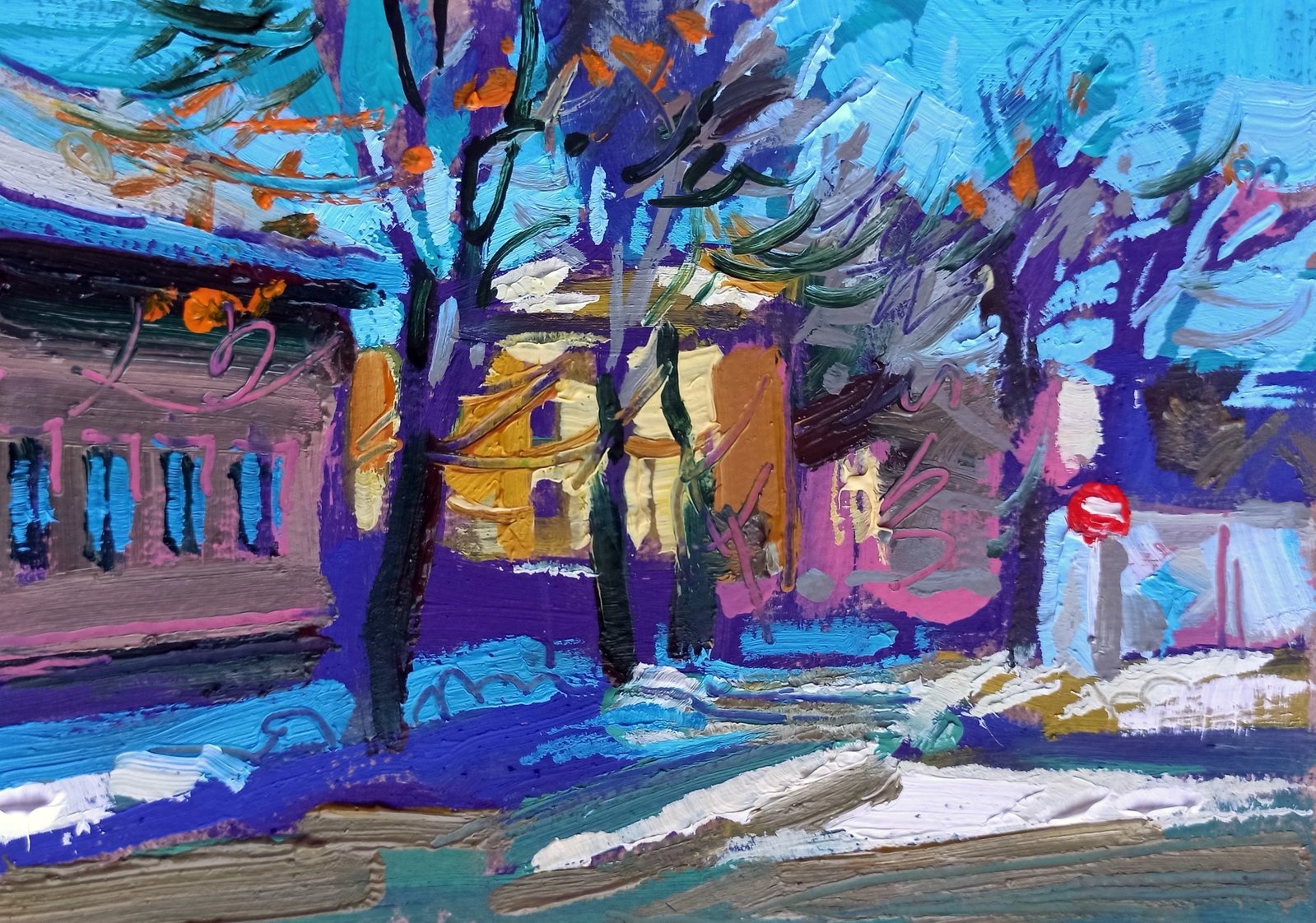 Oil painting Last days of winter Viktor Khadzhinov: Title: Oil painting Last days of winter Viktor Khadzhinov Description: 57KHADZ Painter: Viktor Khadzhinov Size: 16x12 cm/6.29x4.72 inches Components: oil, cardboard Original painting CONDITION: excell