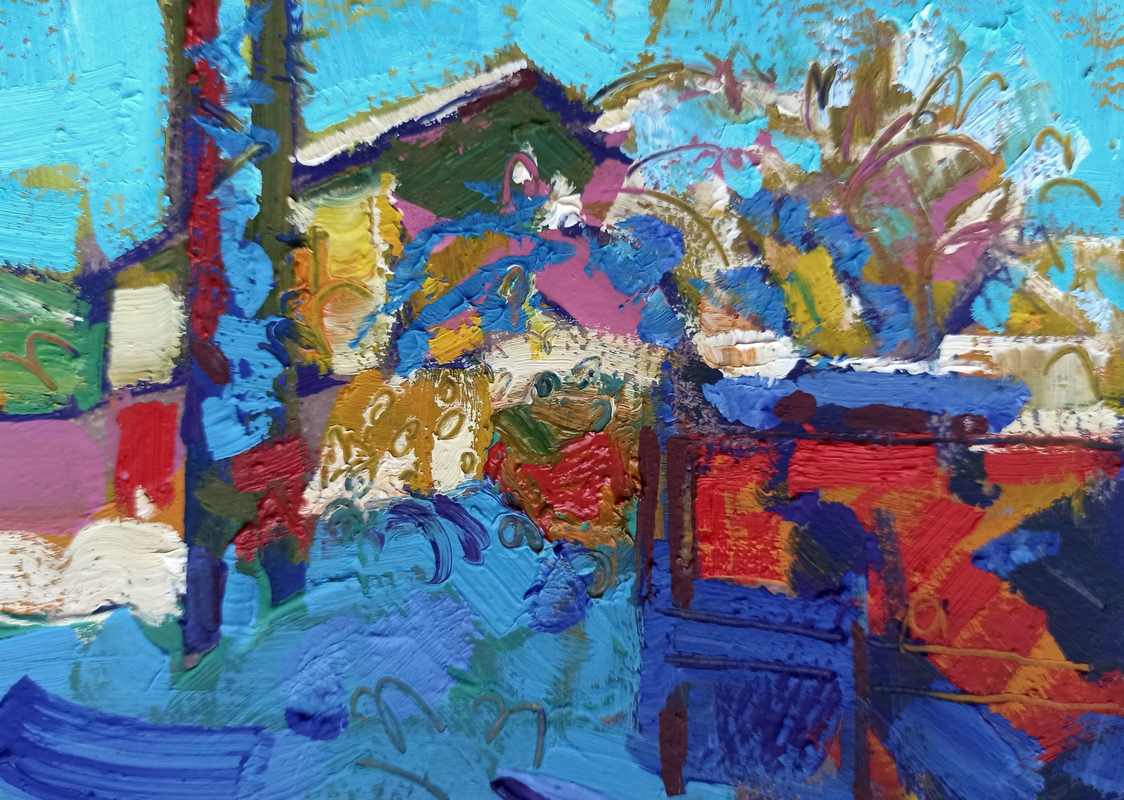 Oil painting Snowy yard Viktor Khadzhinov: Title: Oil painting Snowy yard Viktor Khadzhinov Description: 61KHADZ Painter: Viktor Khadzhinov Size: 16x12 cm/6.29x4.72 inches Components: oil, cardboard Original painting CONDITION: excellent ARTIS