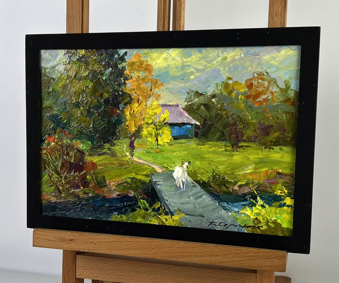 Oil painting A village among the autumn forest Boris Serdyuk - 2